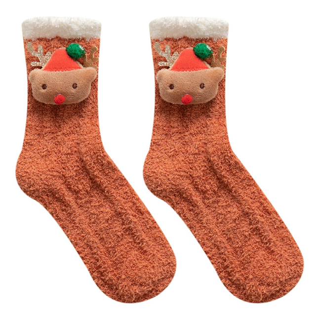 Christmas Fluffy Socks with Decorations