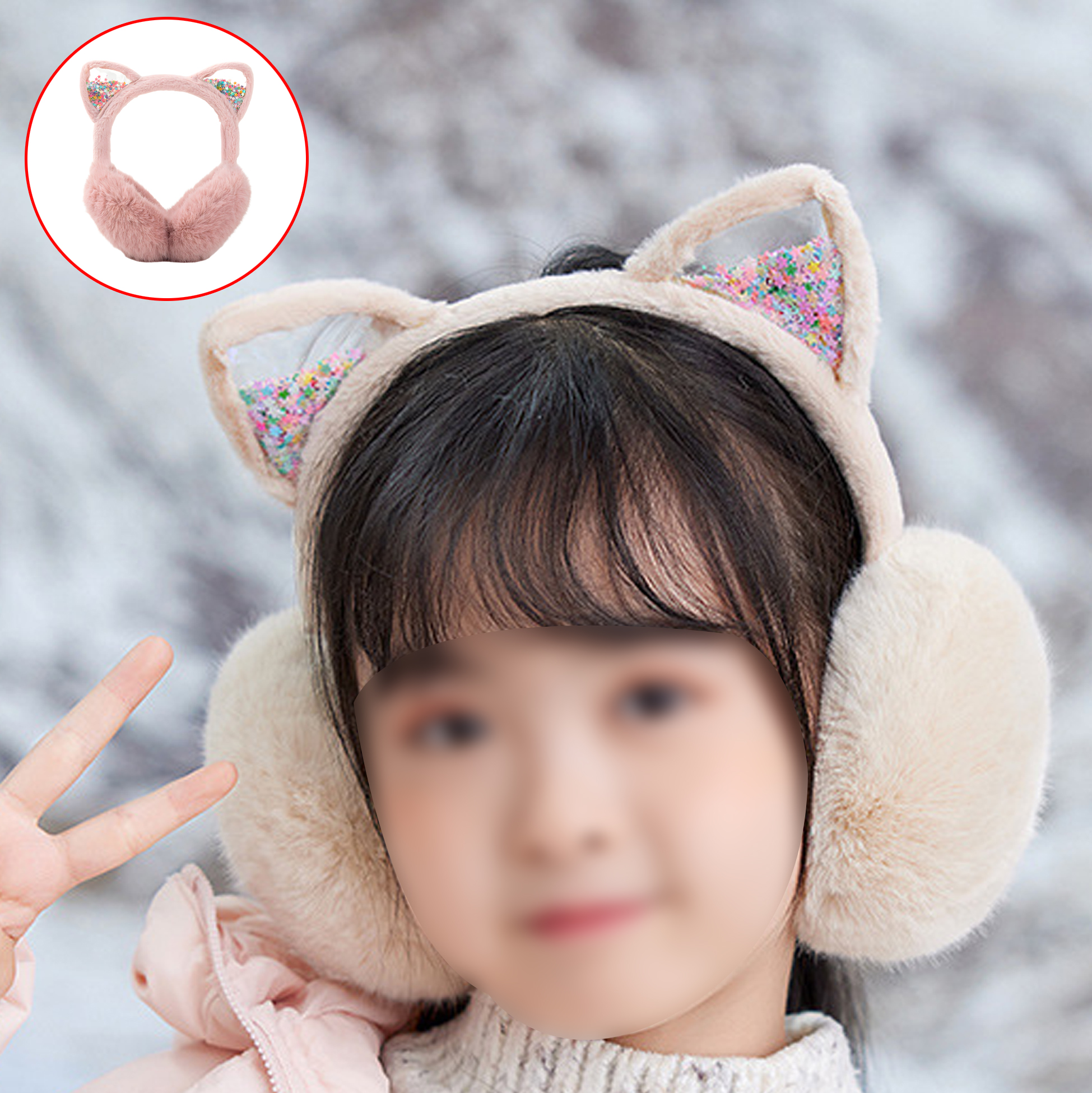 Cute Cat Ear Earmuffs with Glitter
