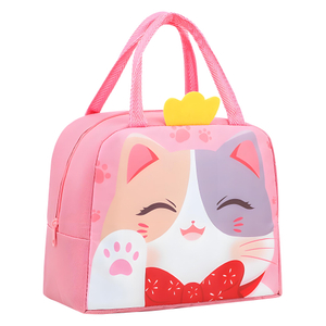 Pink Cat Themed Kids Lunch Bag