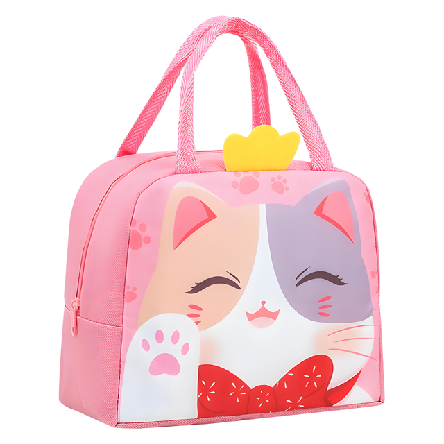 Pink Cat Themed Kids Lunch Bag