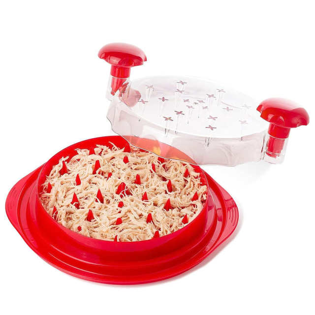 Red Plastic Chicken Shredder with Lid