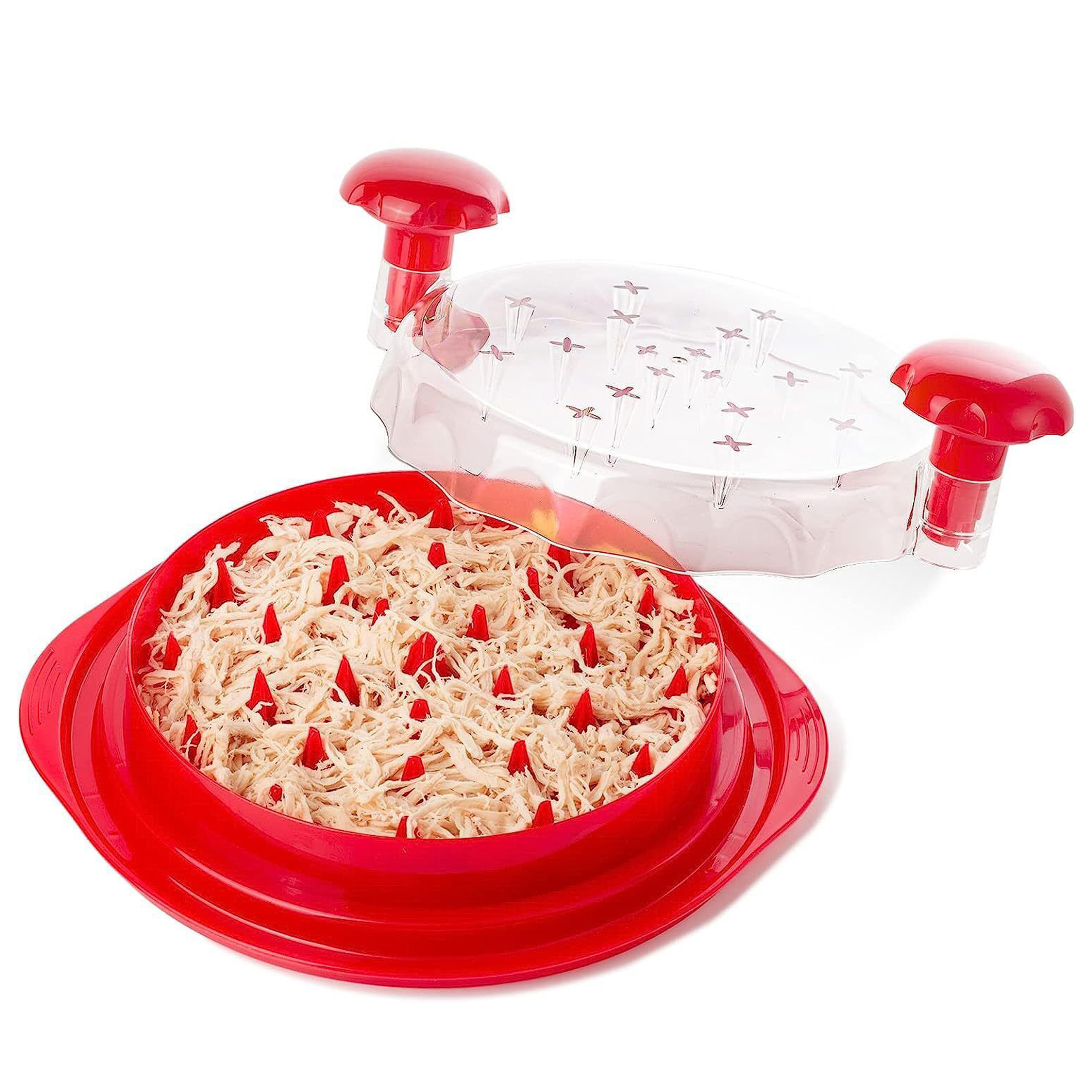 Red Plastic Chicken Shredder with Lid
