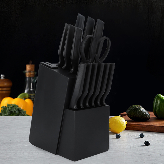 17 - Piece Black Kitchen Knife Set with Block And Shears