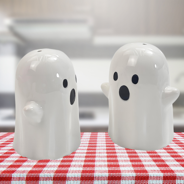 Ghost Shaped Ceramic Salt And Pepper Shakers 