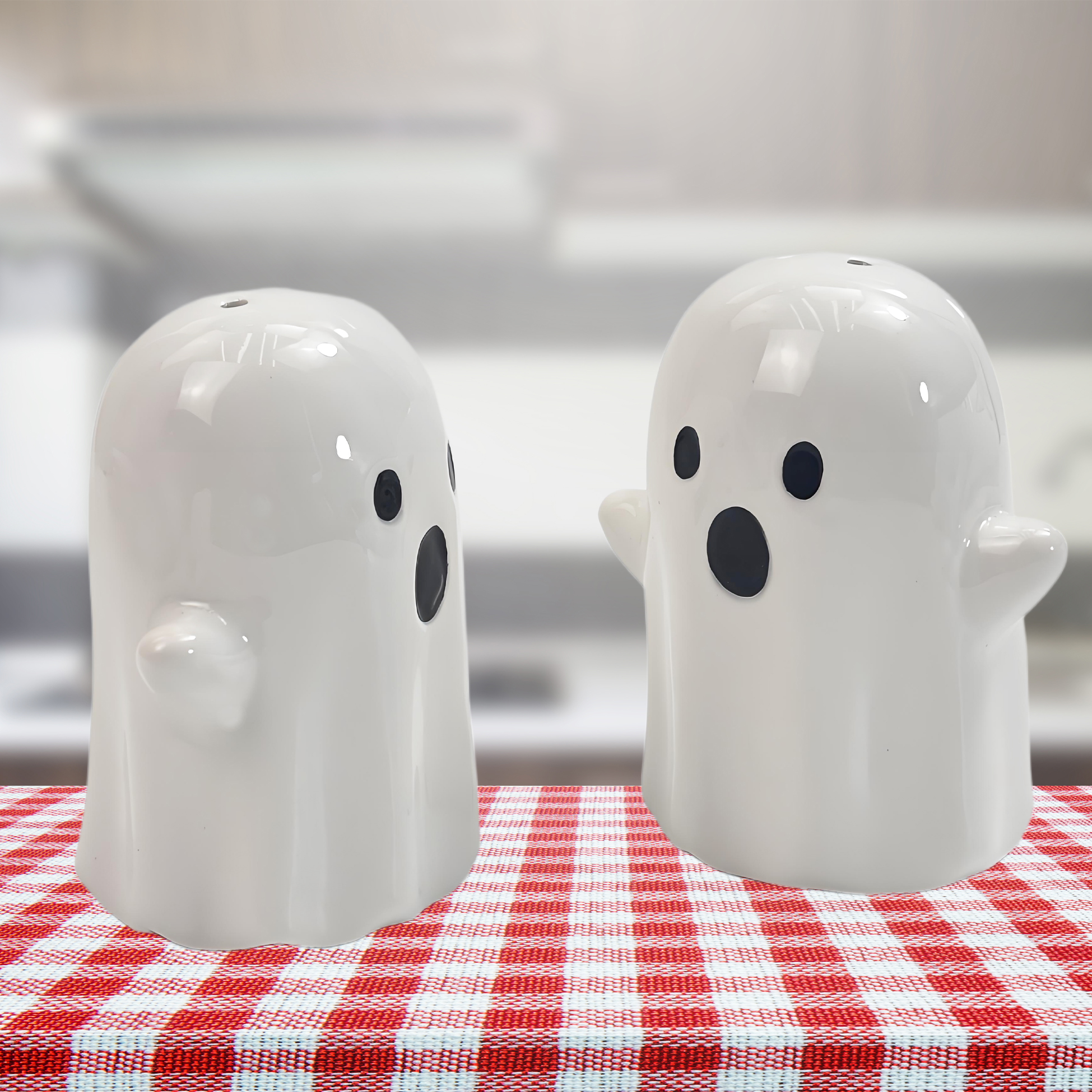Ghost Shaped Ceramic Salt And Pepper Shakers 