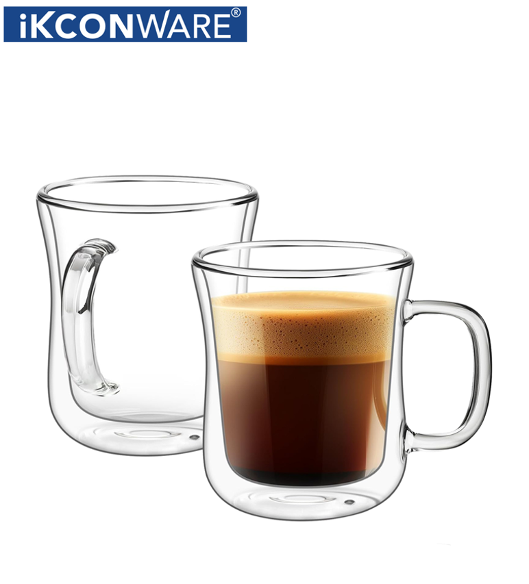 230ml350ml450ml Double Walled Glass Coffee Mug with Handle