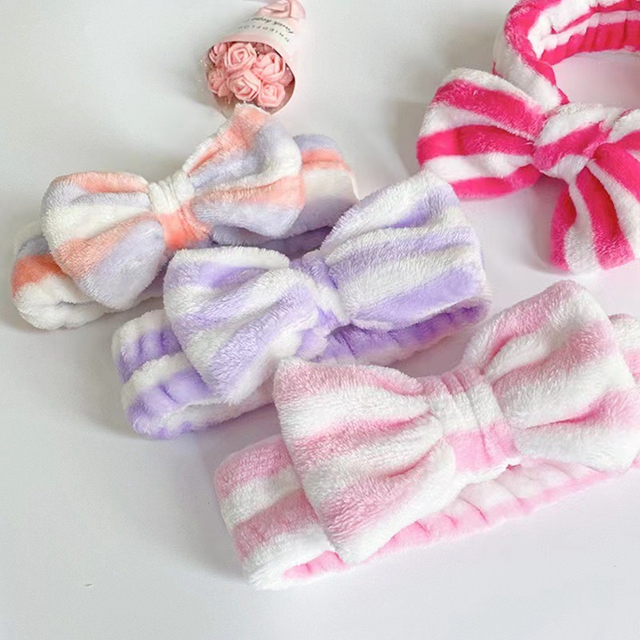 Striped Plush Bow Headband