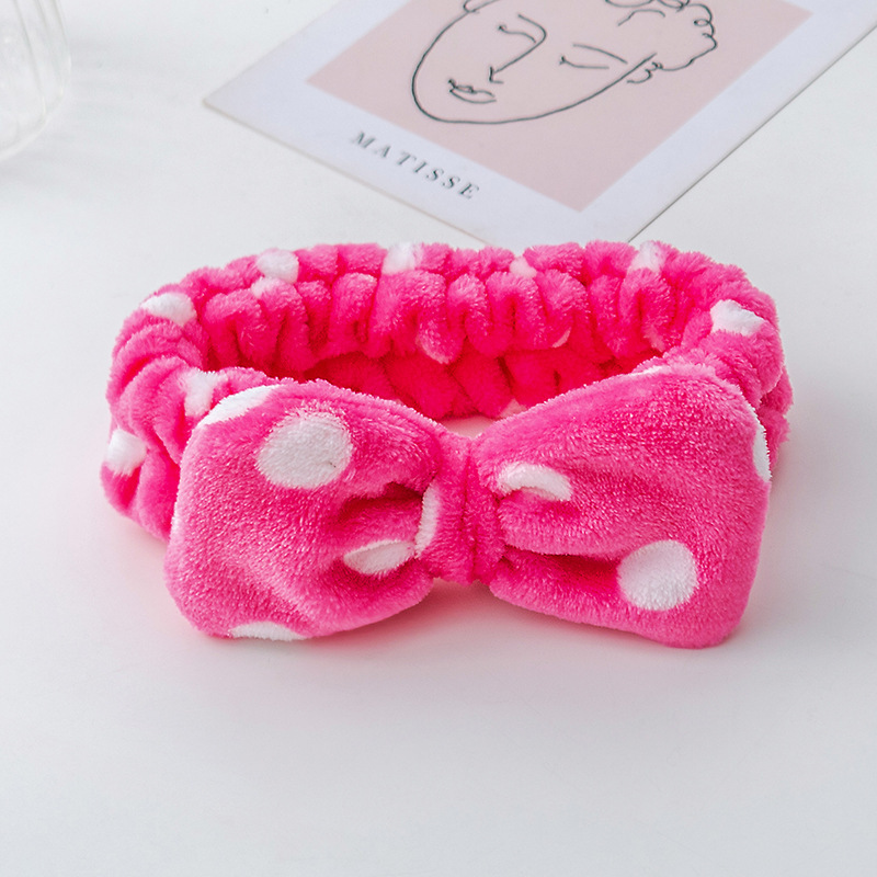 Polka Dot Plush Headband with Bow
