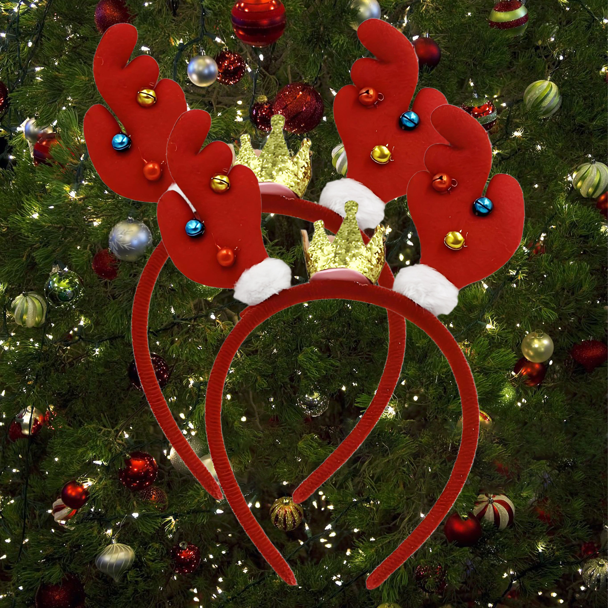 Christmas Reindeer Antler Headband with Crown