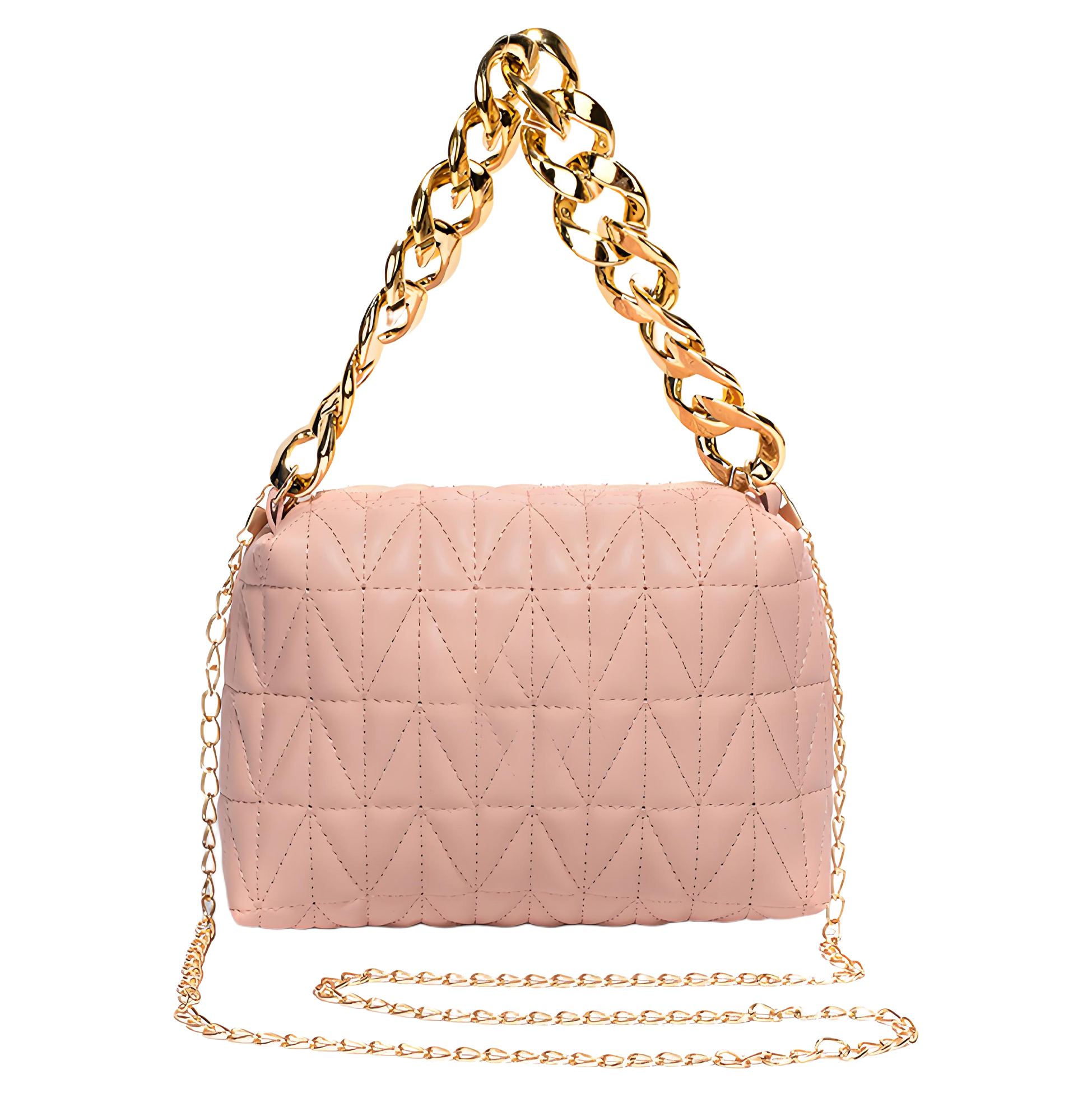 Pink Quilted Chain Shoulder Bag