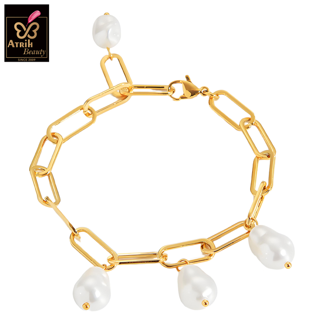 Gold Tone Paperclip Chain Bracelet