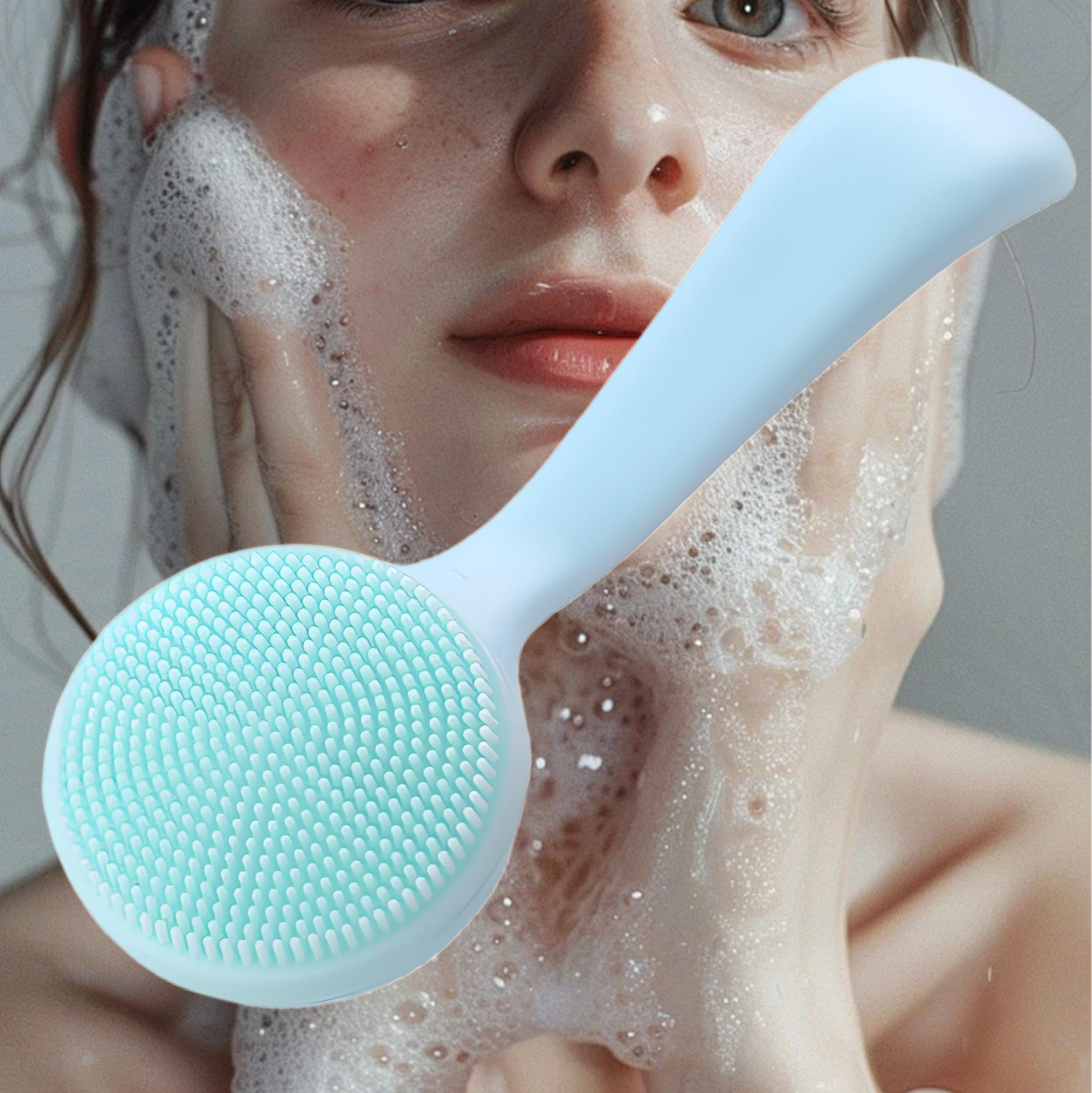Long Handle Silicone Facial Cleansing Brush