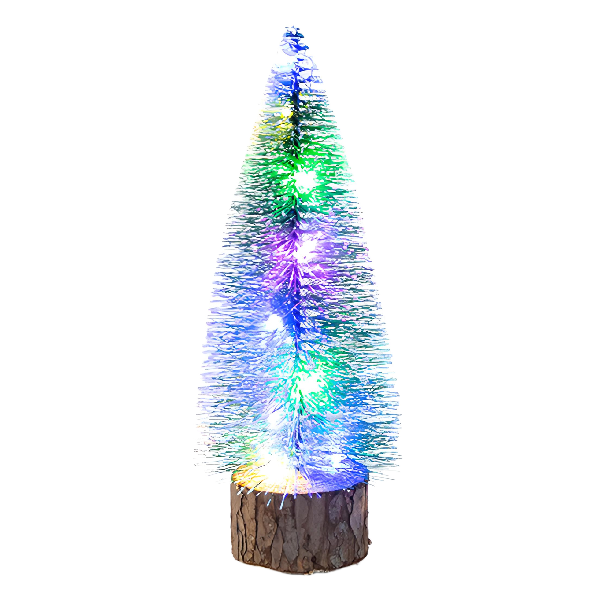 Mini LED Lit Artificial Christmas Tree with Log Base