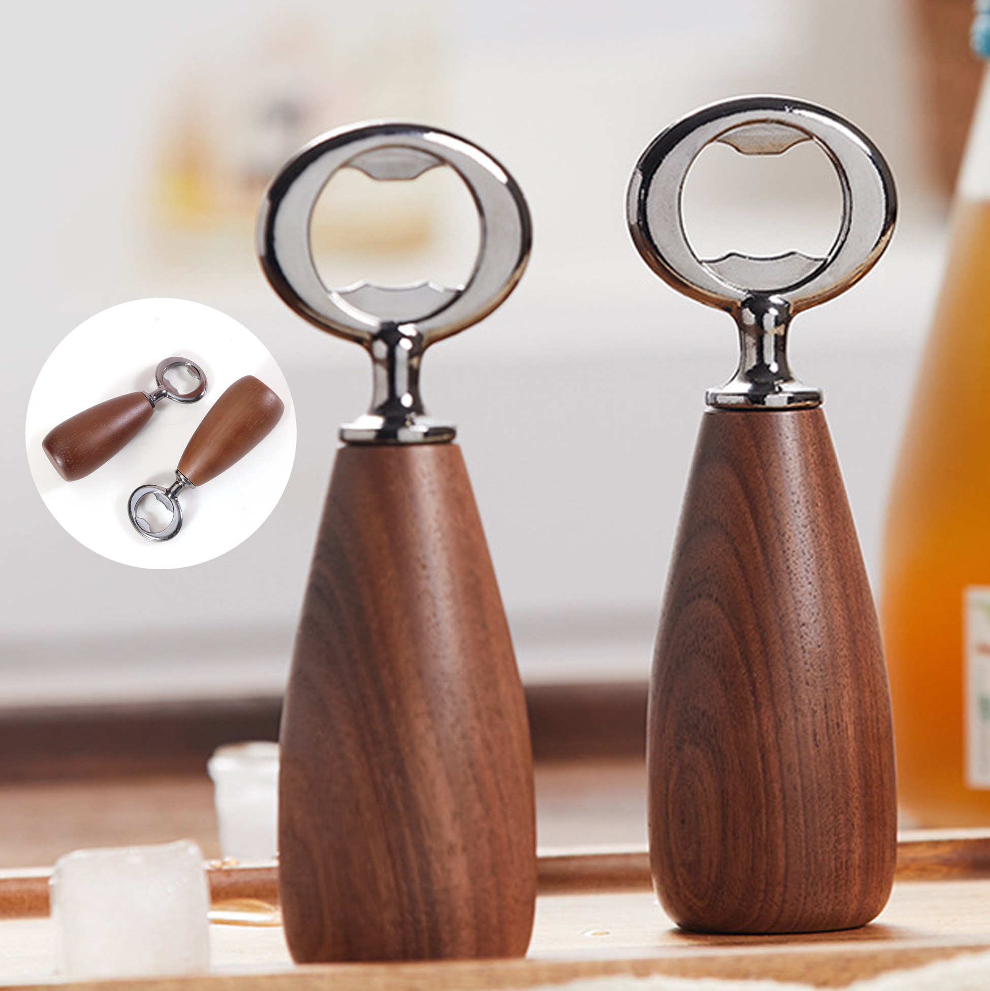 Rubber Wood Handled Bottle Opener
