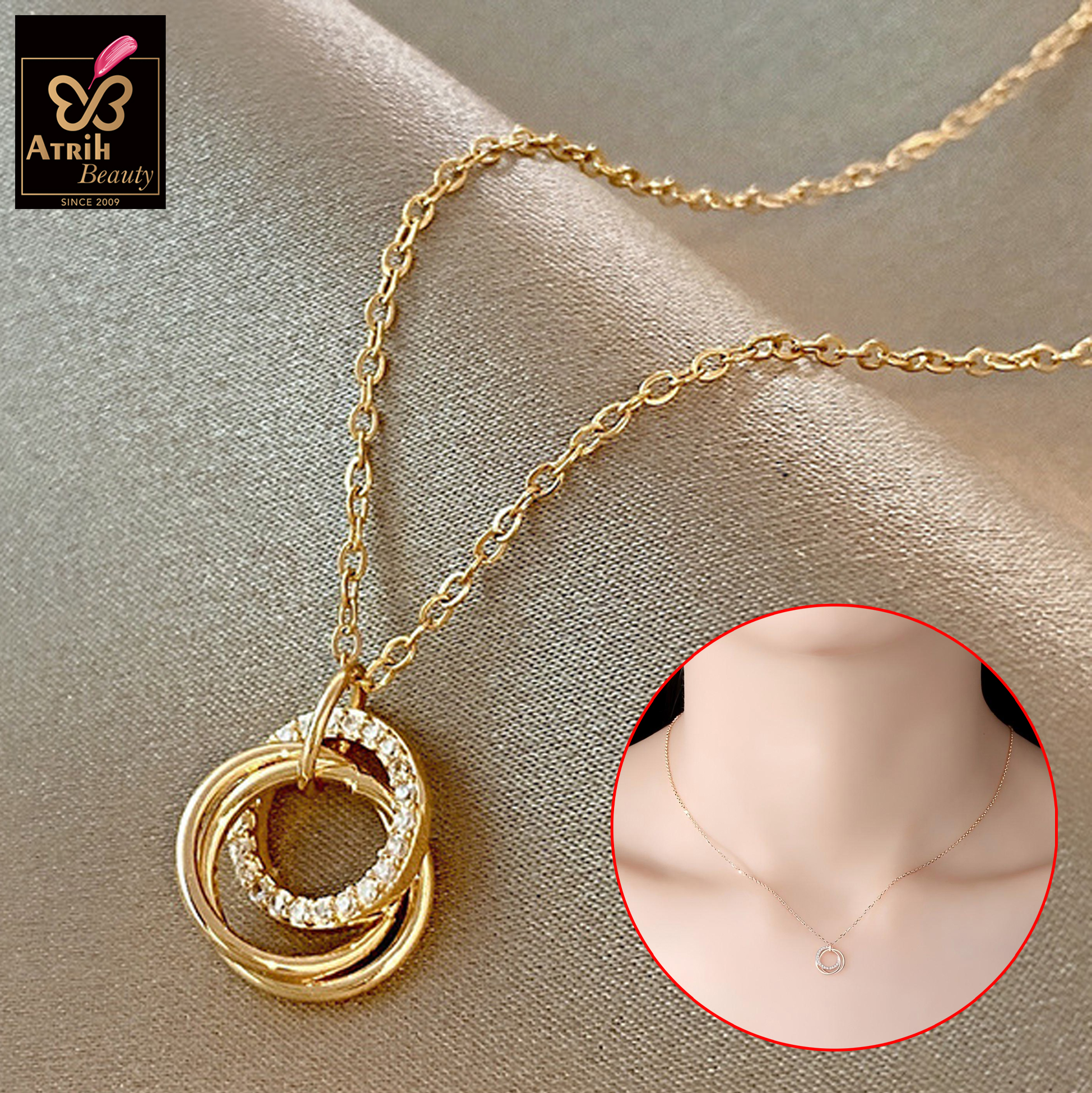 Interlocking Rings Pendant Necklace