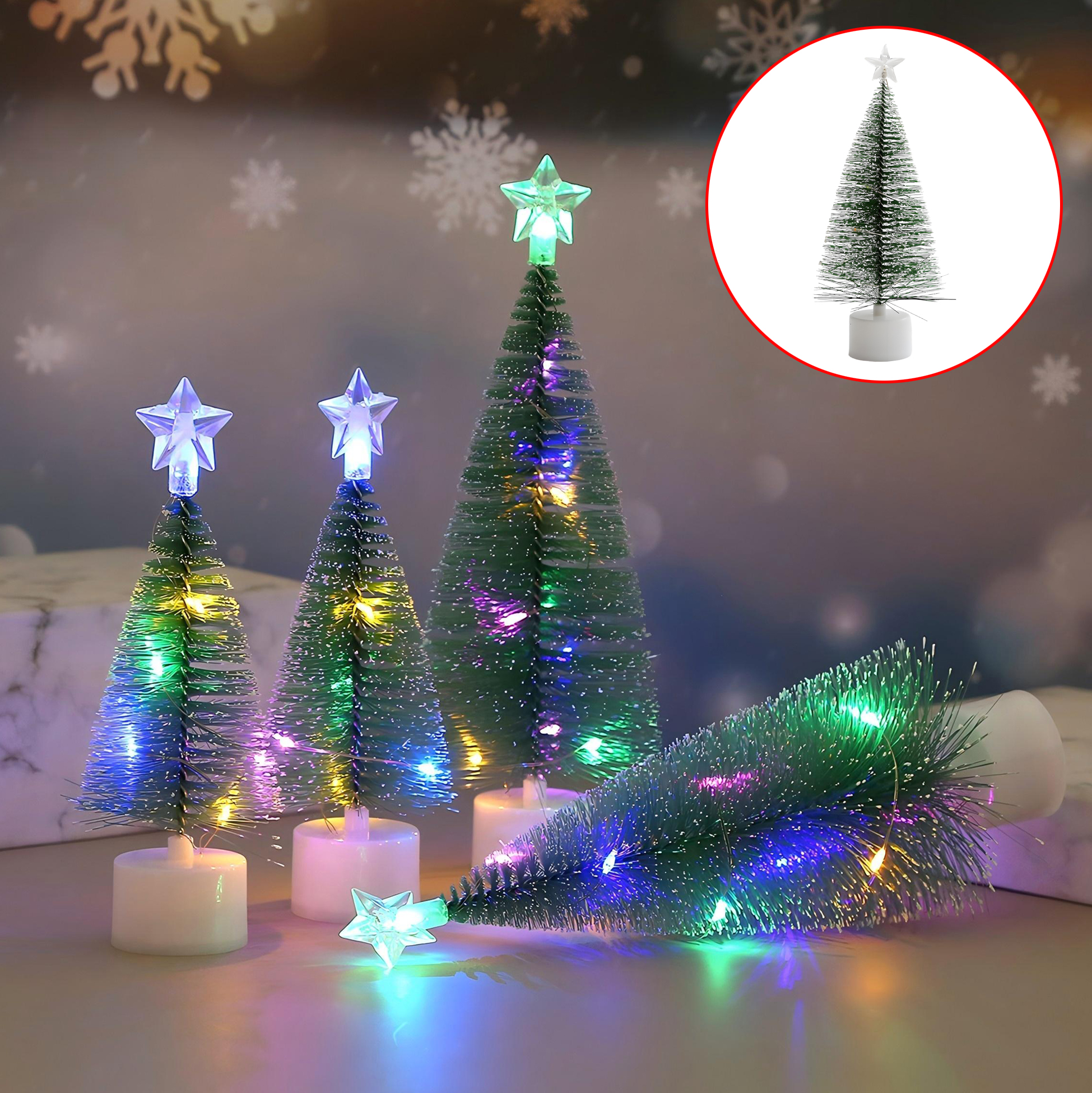 LED Lit Mini Artificial Christmas Trees 