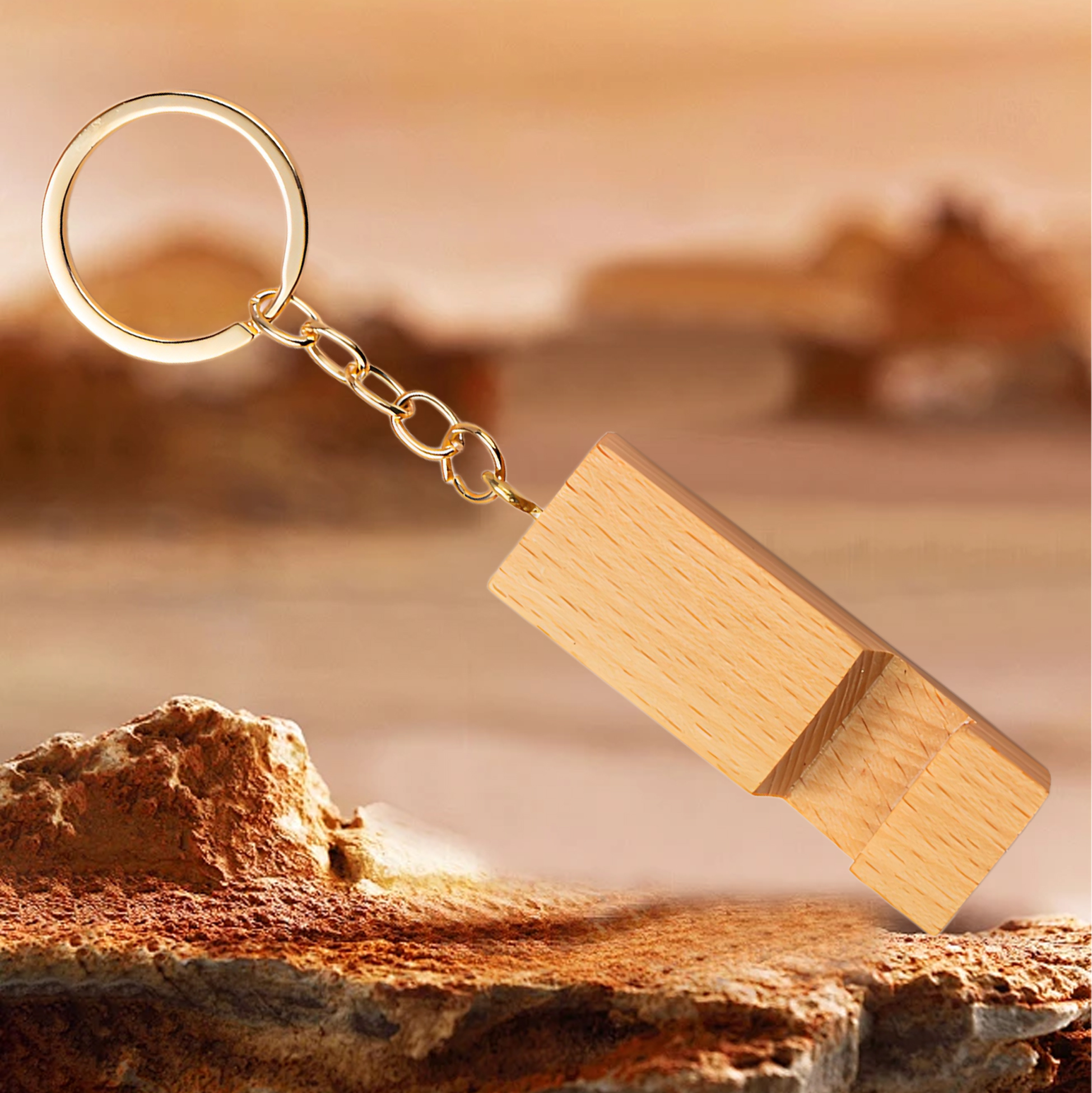 Wooden Multi - function Keychain Phone Stand