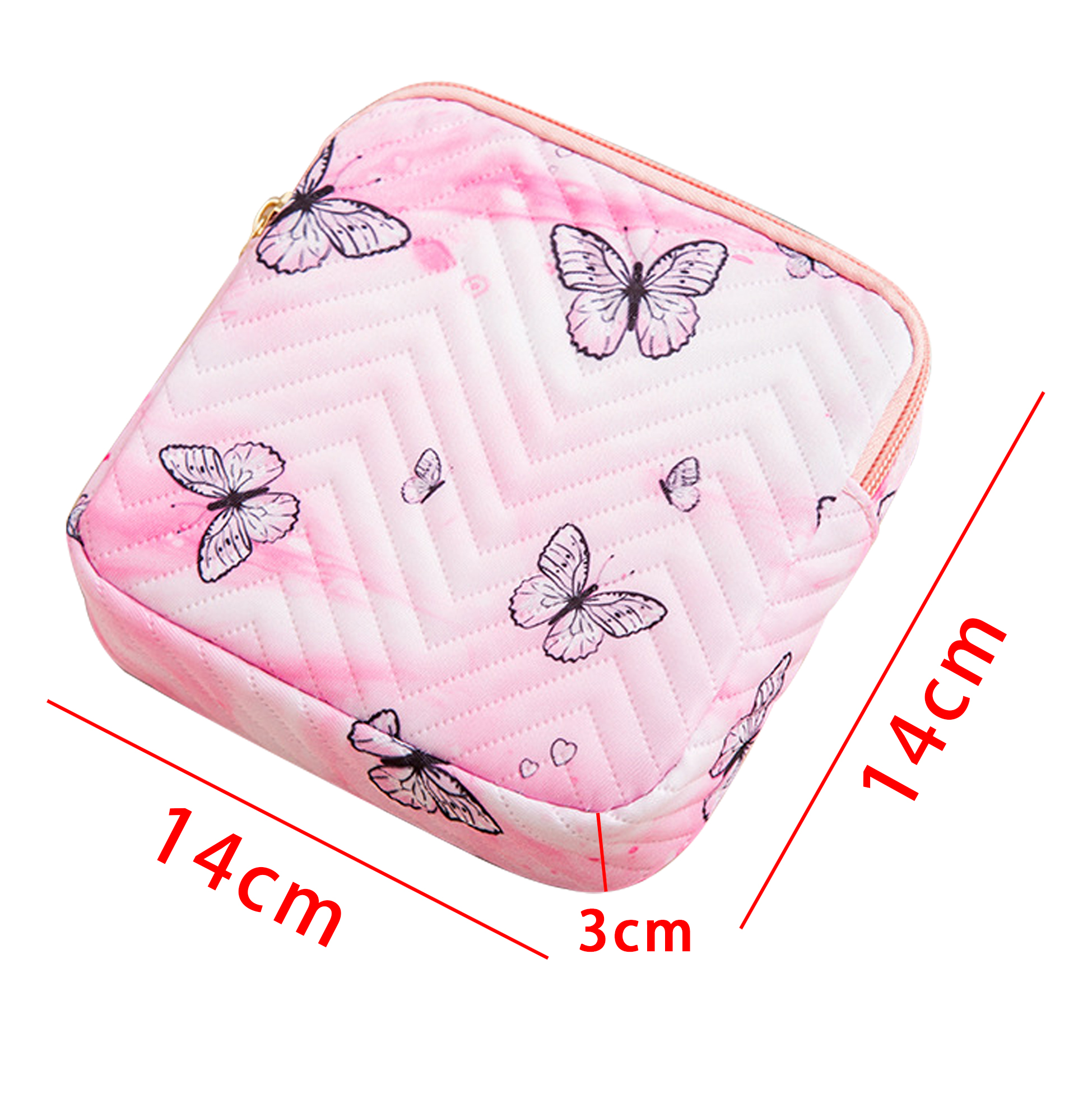 Pink Butterfly - Printed Quilted Makeup Bag