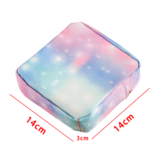 Pastel Galaxy Printed Square Makeup Bag