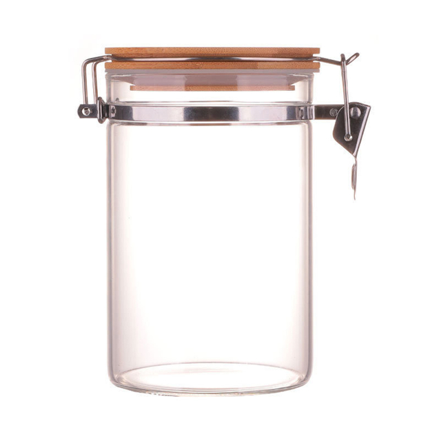 Airtight Bamboo Lid Glass Storage Jars for Home Use