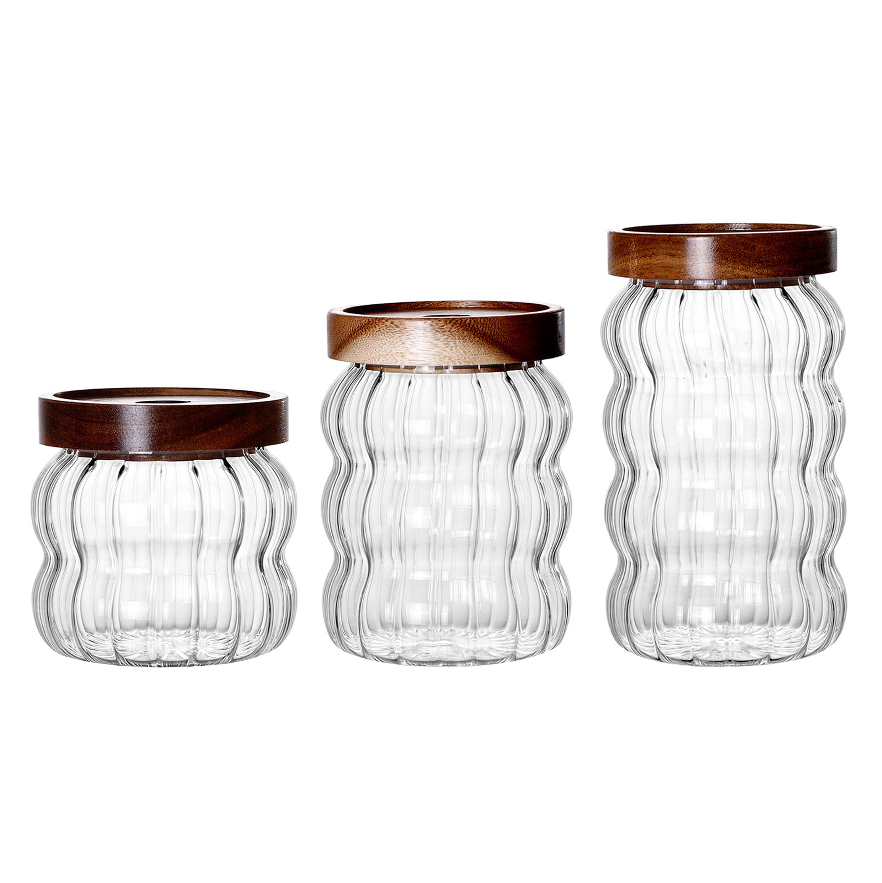 Airtight Bamboo Lid Glass Storage Jars for Home Use
