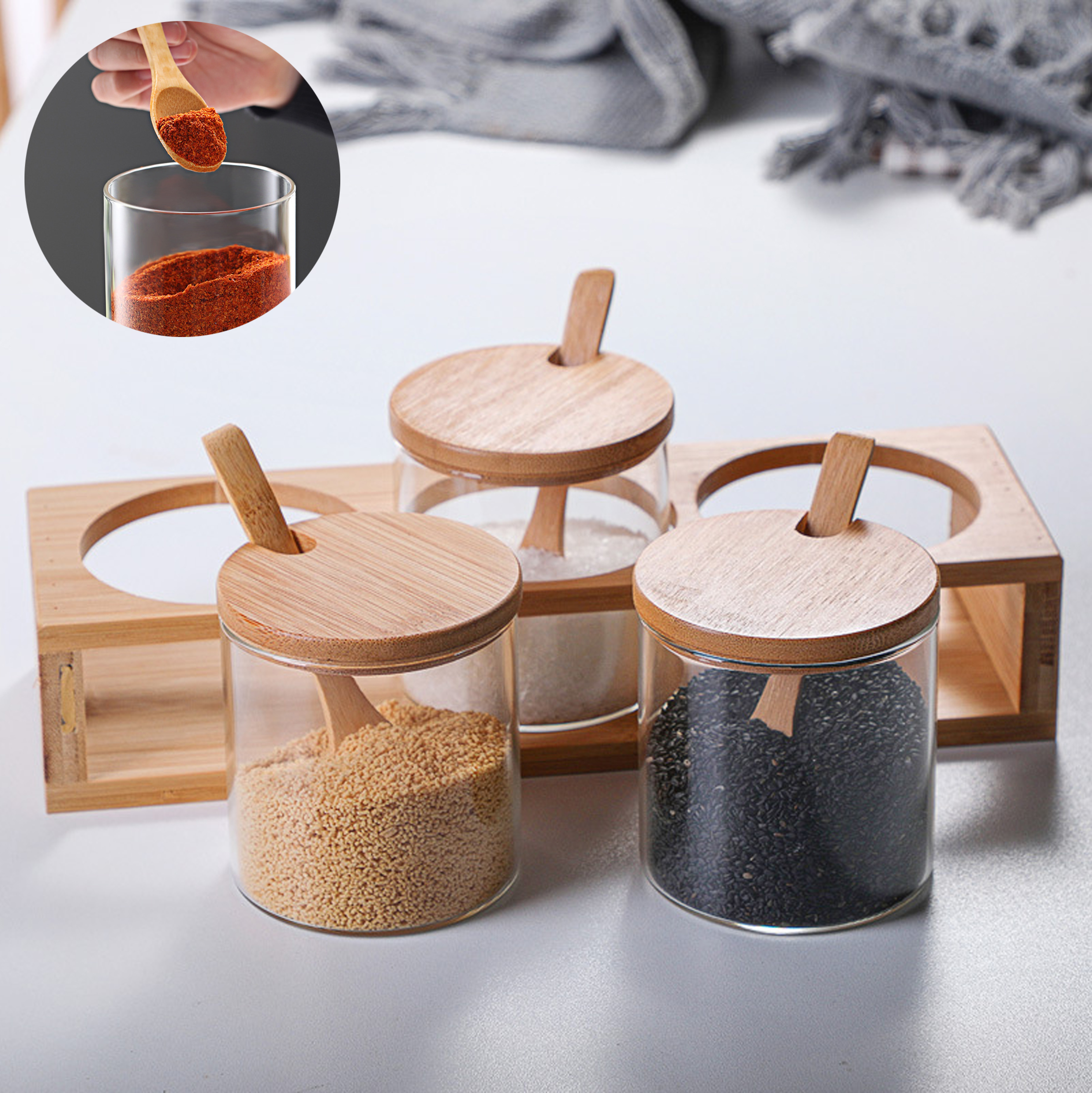 Kitchen 3-Piece Seasoning Containers