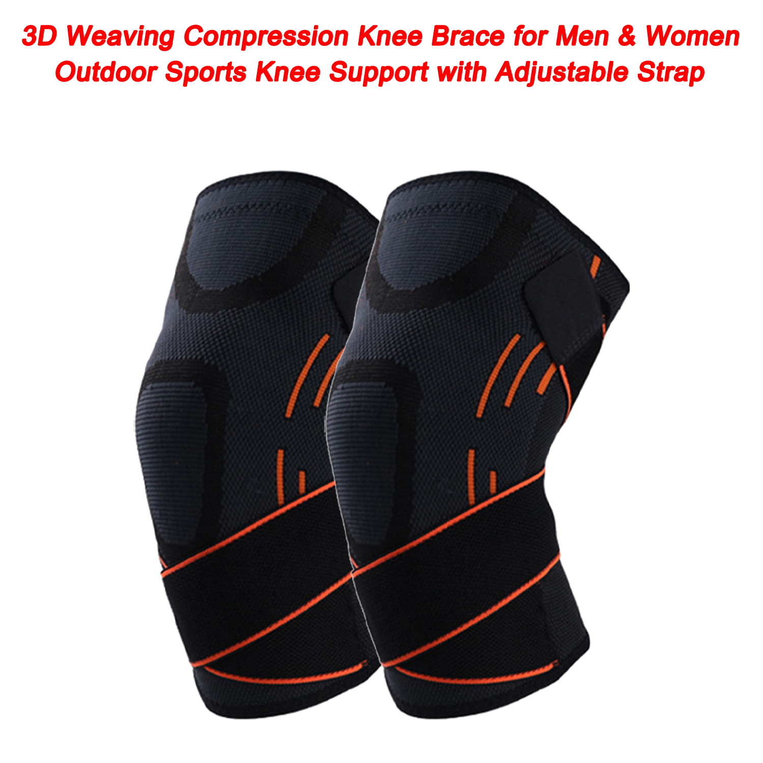 Knee Brace for Men & Women Outdoor Sports 3D Weaving Compression Knee Support with Adjustable Strap