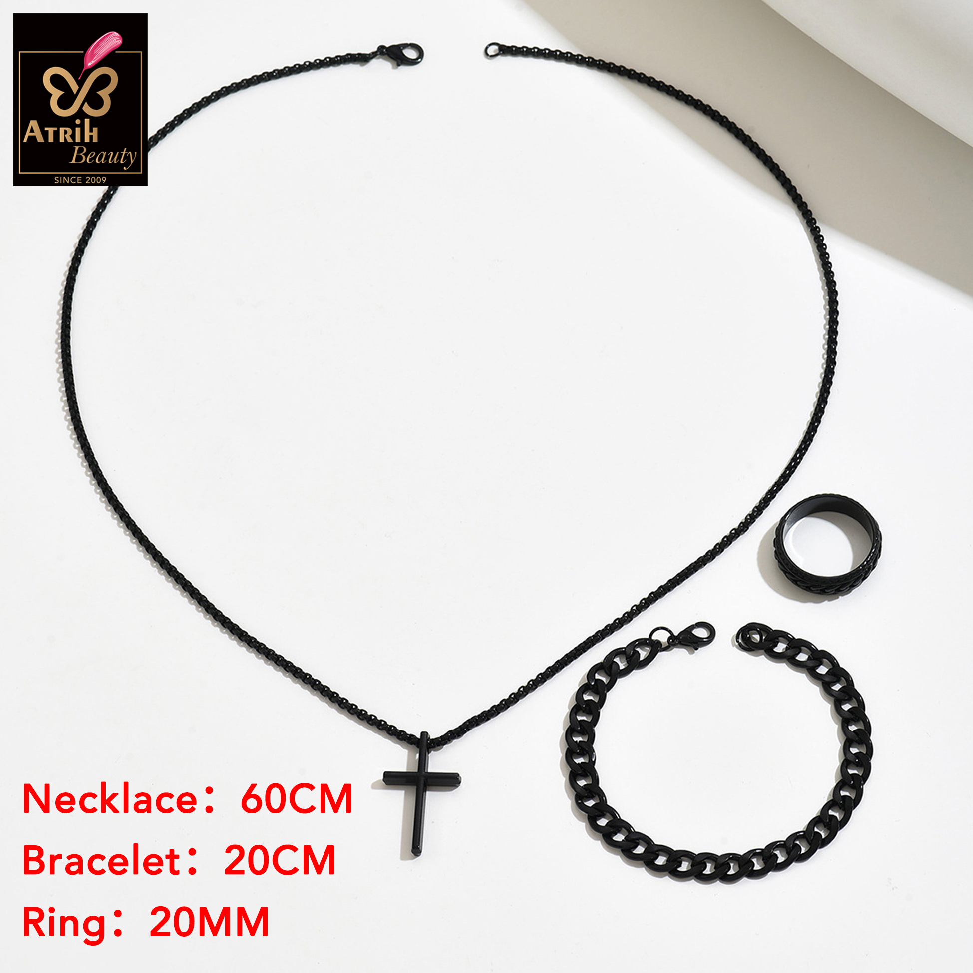 Black Cross Pendant Necklace Gothic Style Jewelry Piece