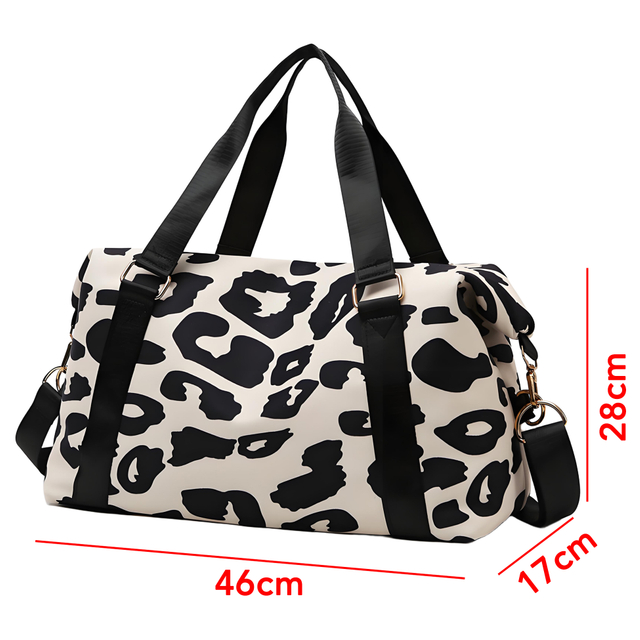 Black & White Leopard Print Duffel Bag