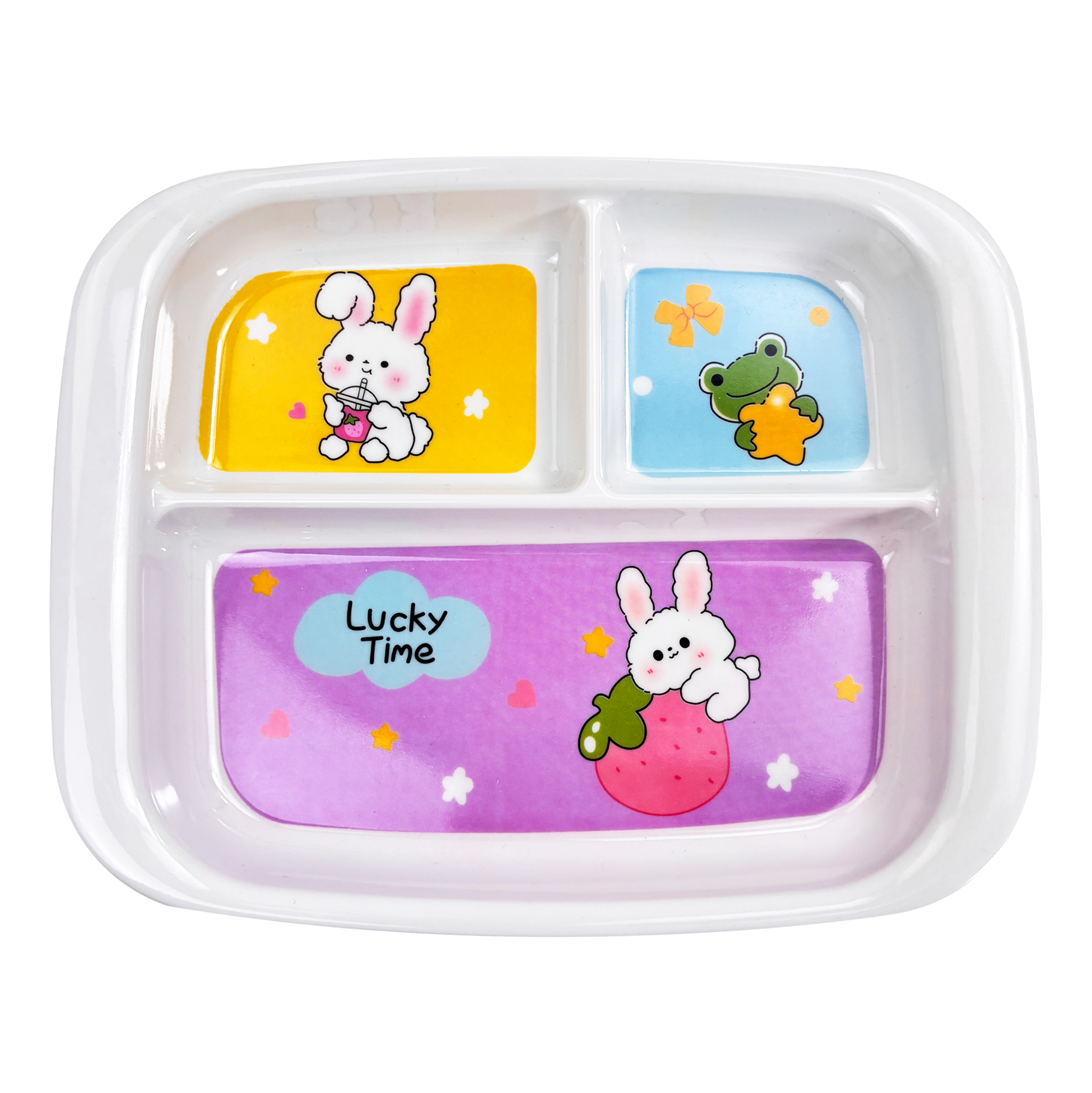 Kids' Melamine Divided Plate with Cute Cartoon Design