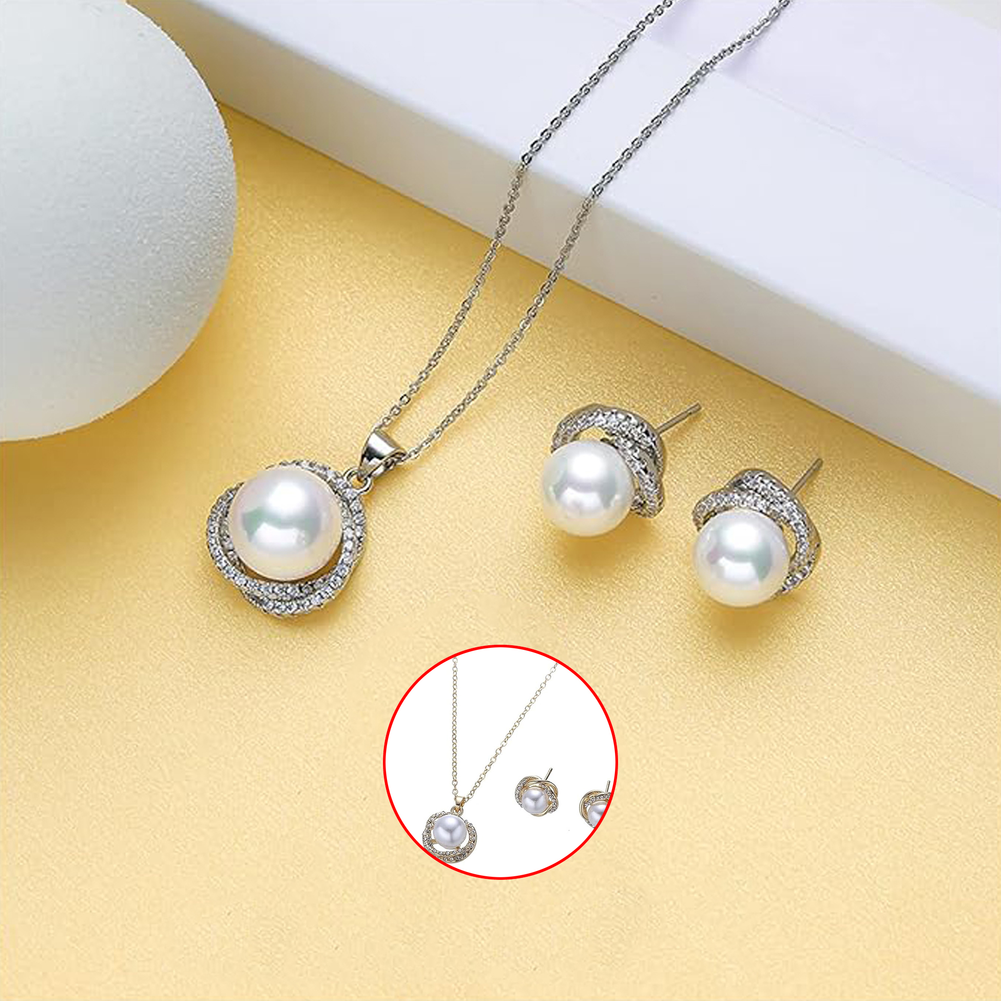 Zinc Alloy Jewelry Set with Golden Chain