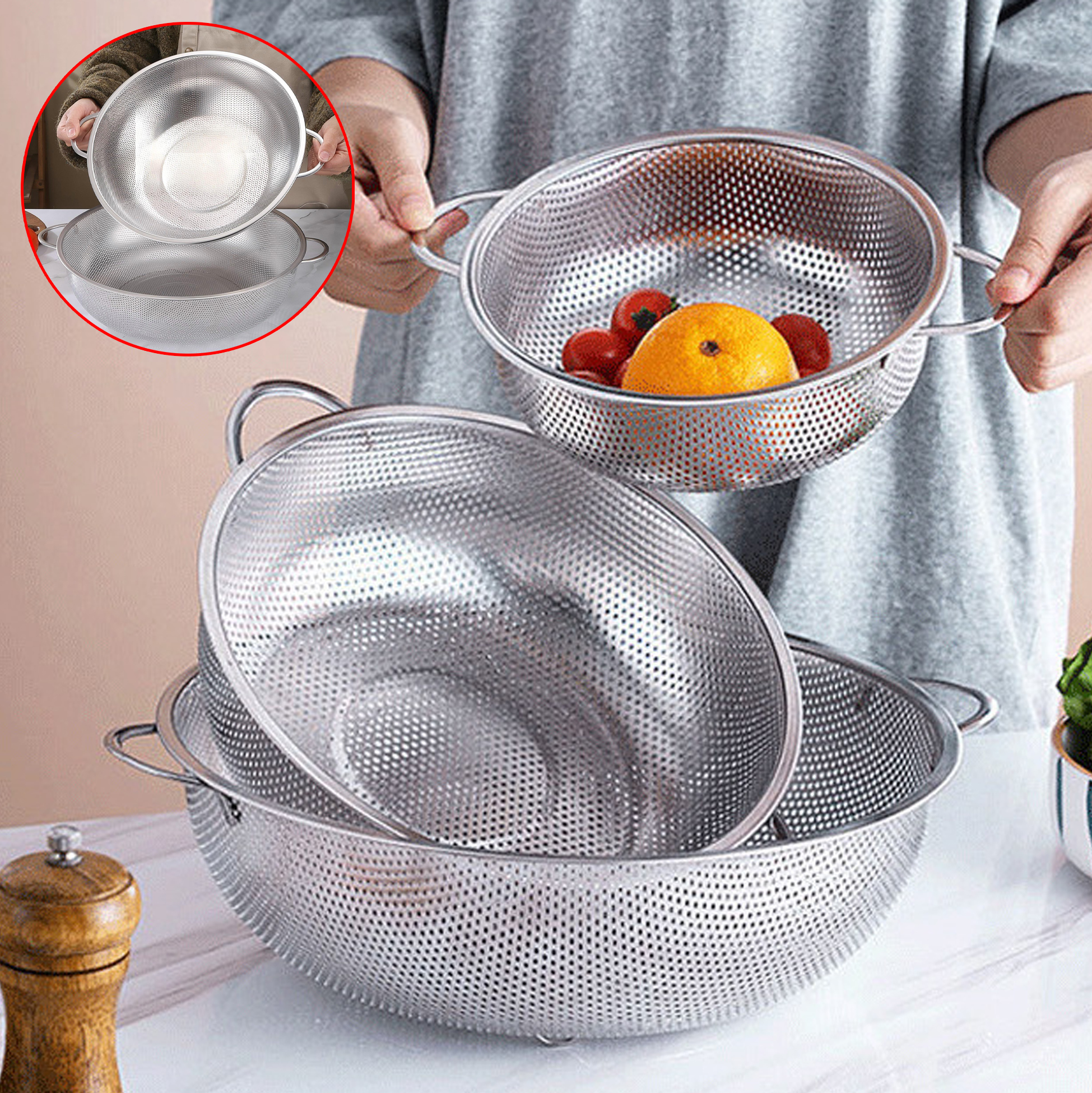 Stainless Steel Perforated Colander