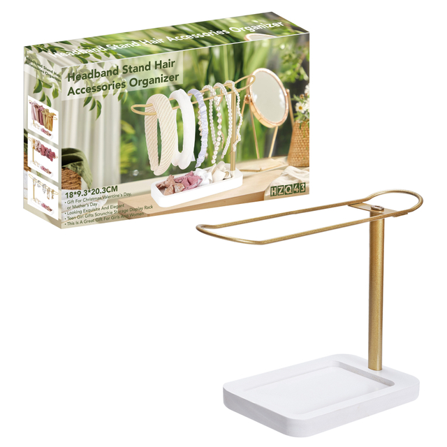 Gold Metal Headband & Hair Accessory Organizer Rack