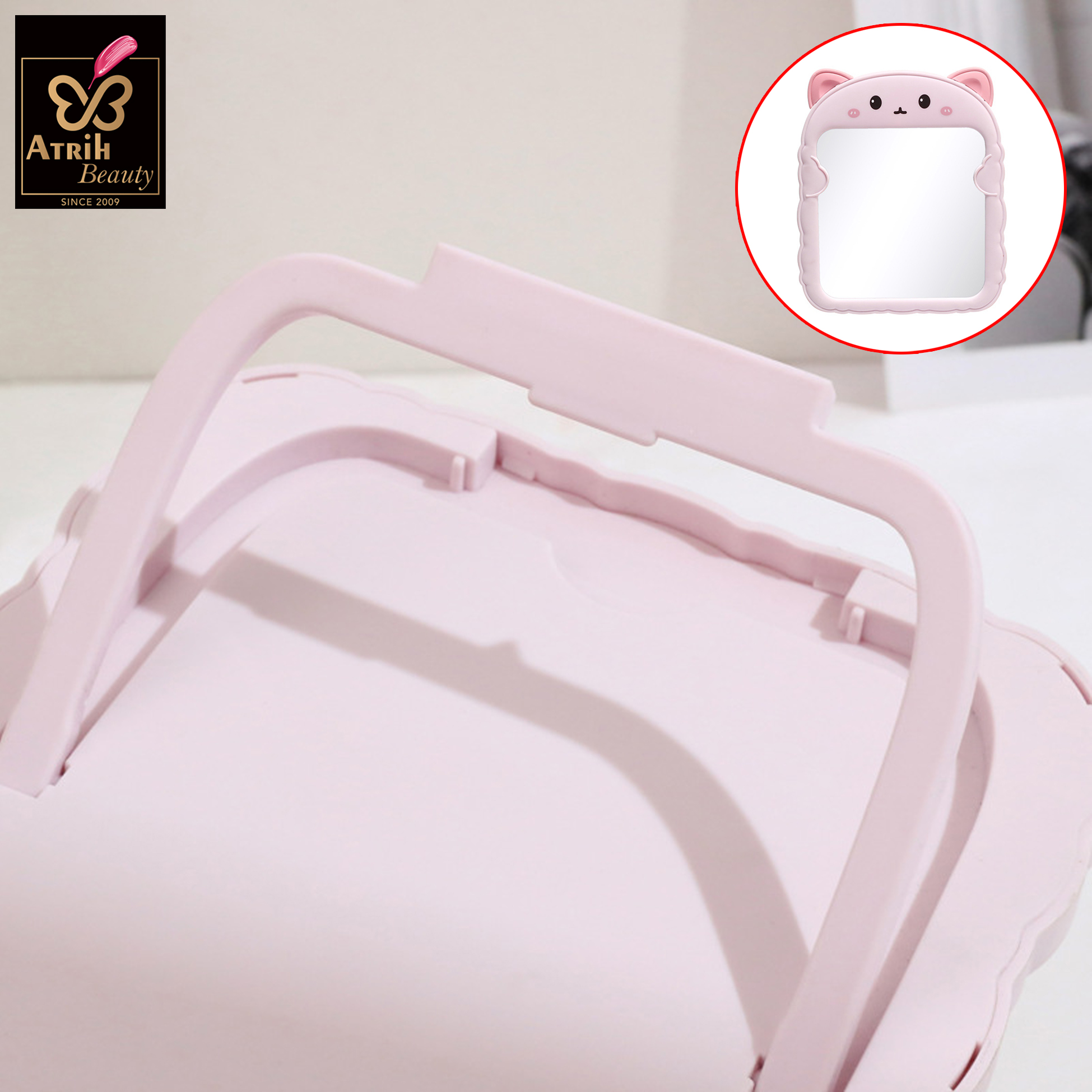 Cute Animal Shaped Pink Makeup Mirror