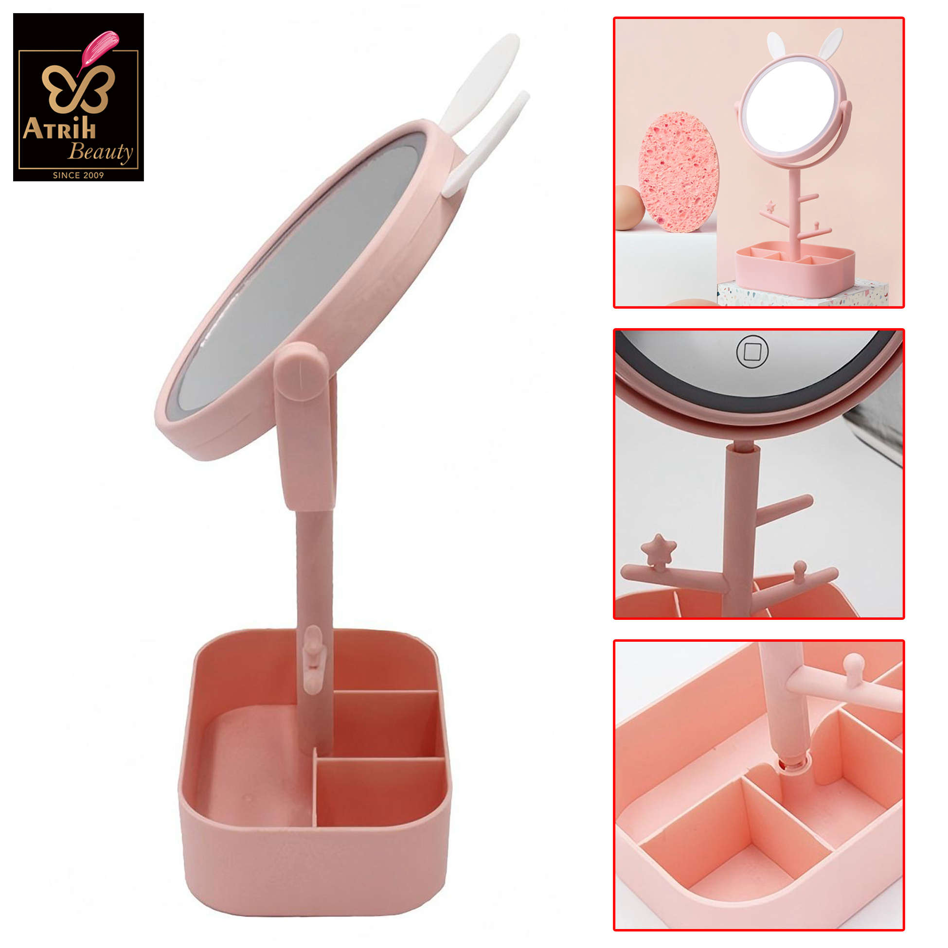 LED Makeup Mirror with Storage Tray