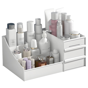 White Multi Compartment Cosmetic Organizer with Drawers