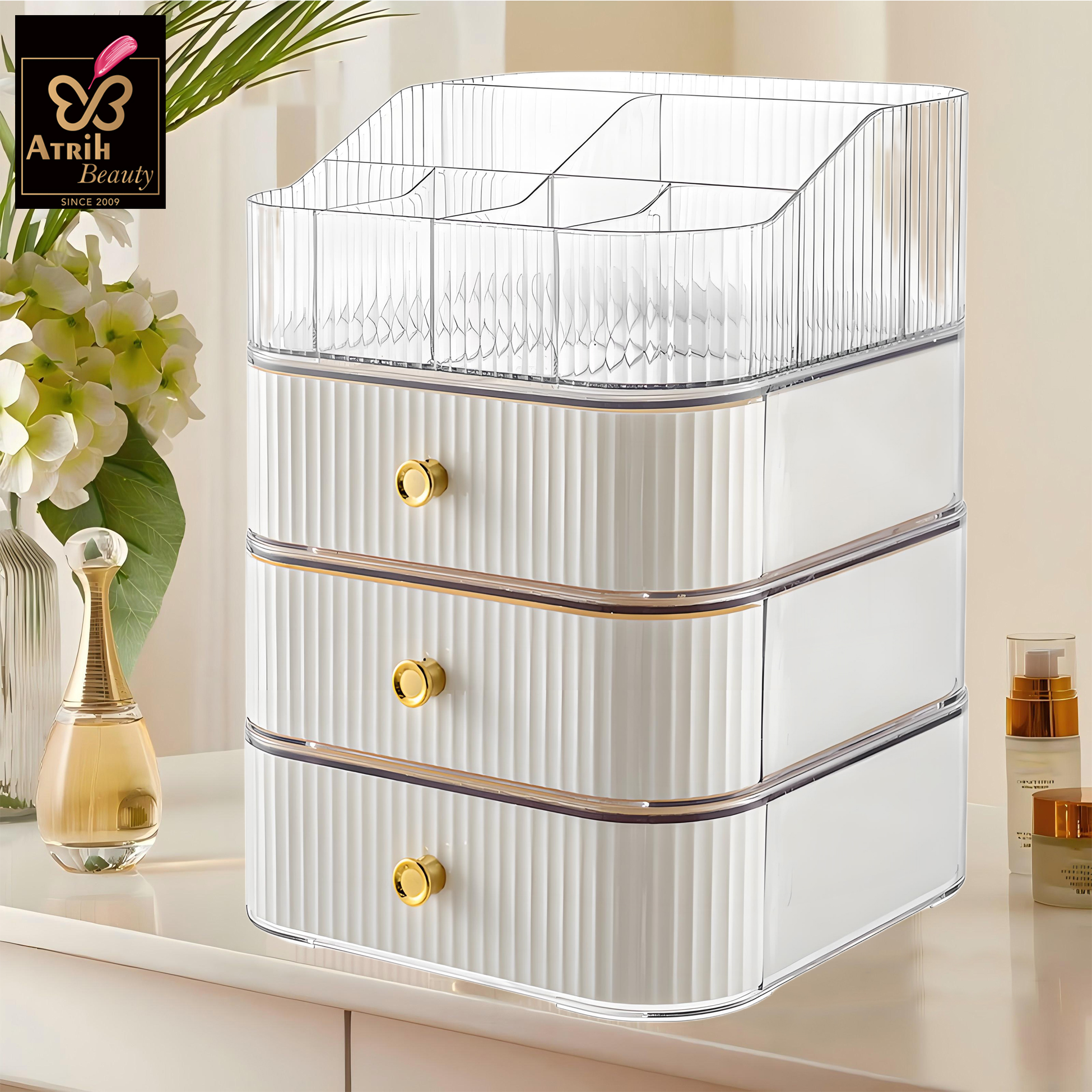 3 Drawer Transparent PET Cosmetic Organizer
