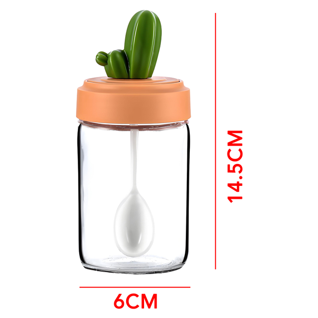 Cactus Topped Glass Seasoning Jar