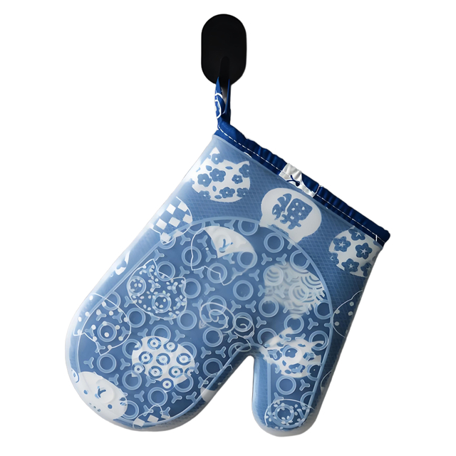 Blue Cartoon Patterned Silicone Oven Mitt