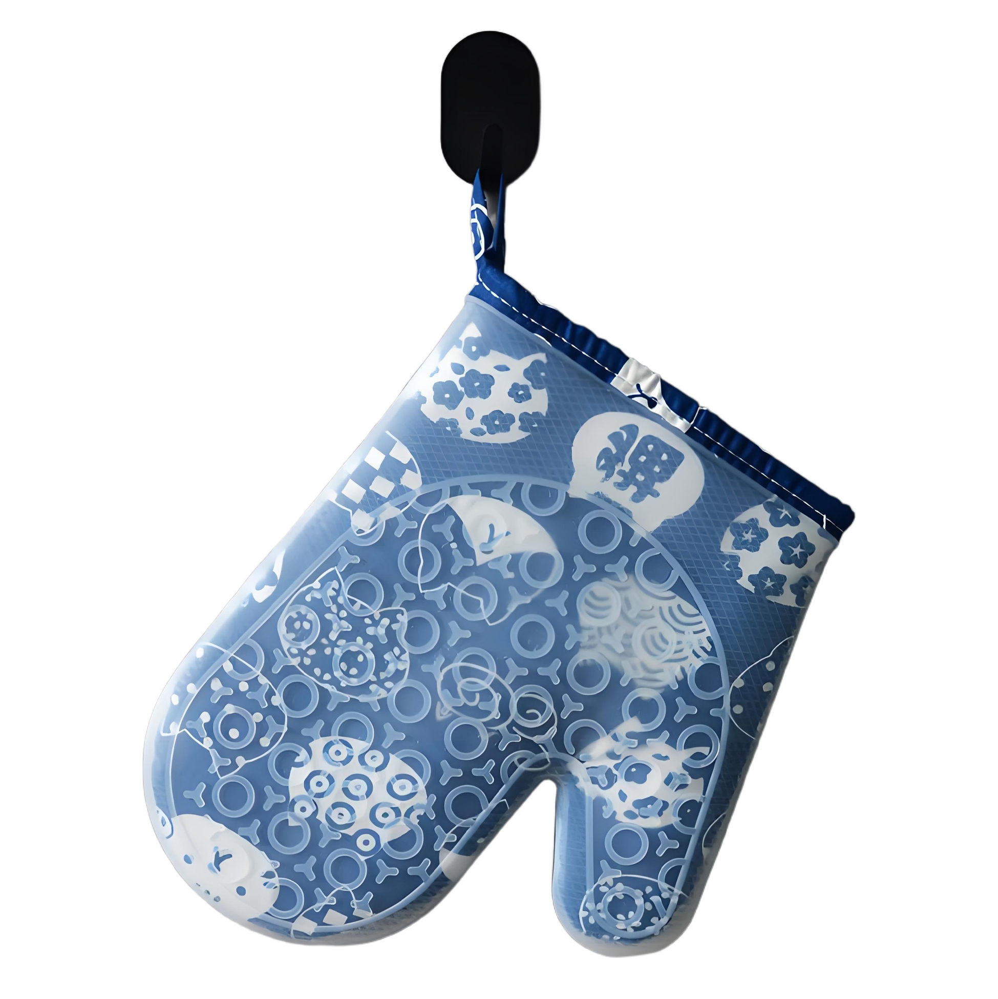 Blue Cartoon Patterned Silicone Oven Mitt