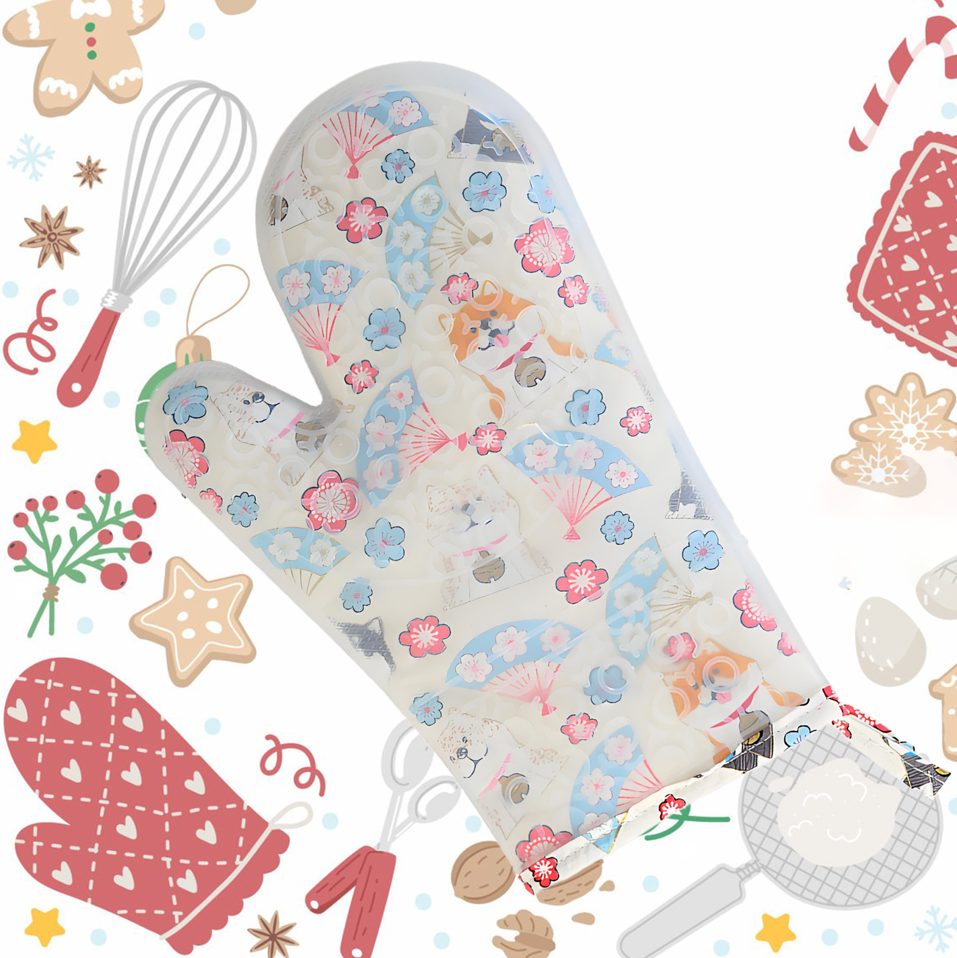 Floral Patterned Silicone Oven Mitt
