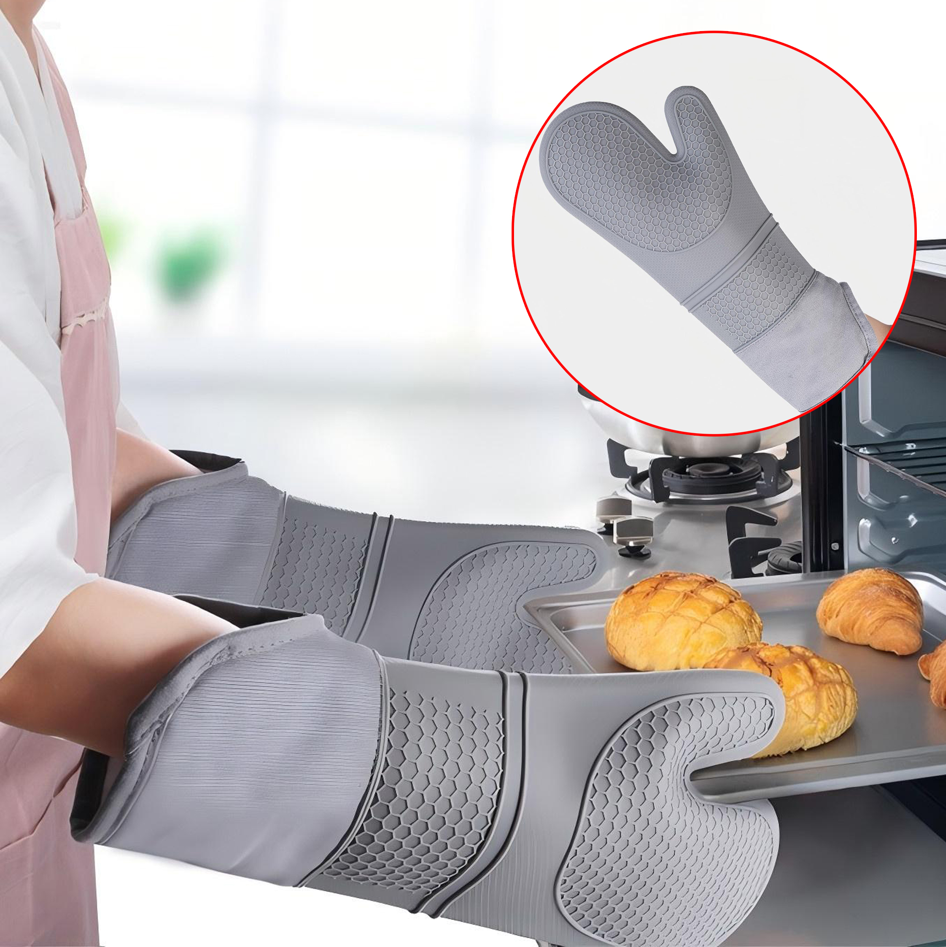 Modern Grey Silicone Oven Mitt