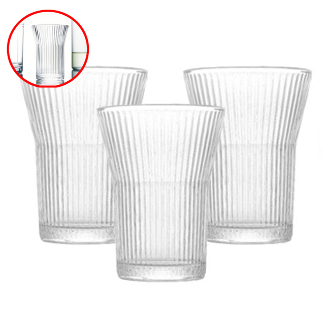400ML Capacity Elegant Clear Striped Glass Water Cup