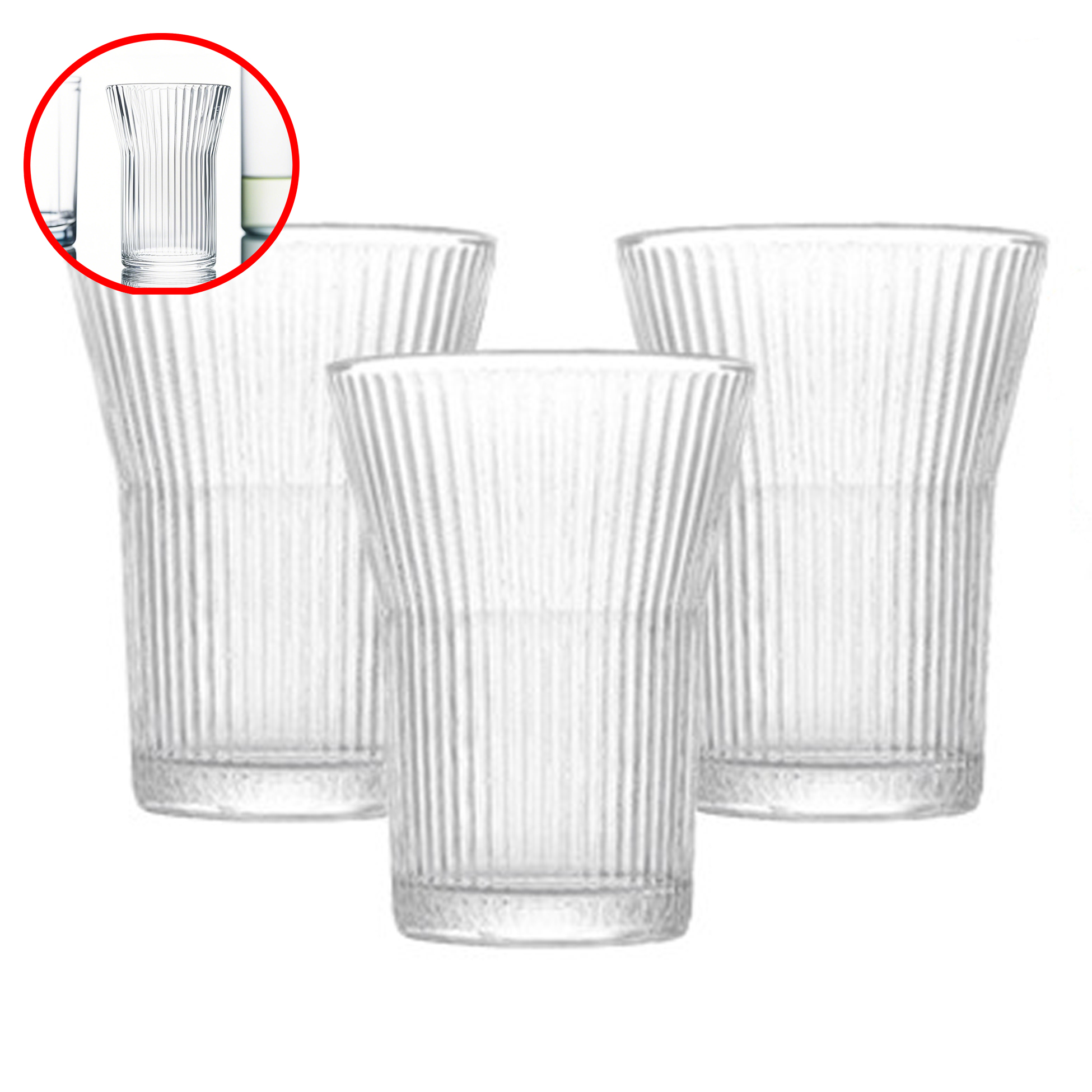 400ML Capacity Elegant Clear Striped Glass Water Cup