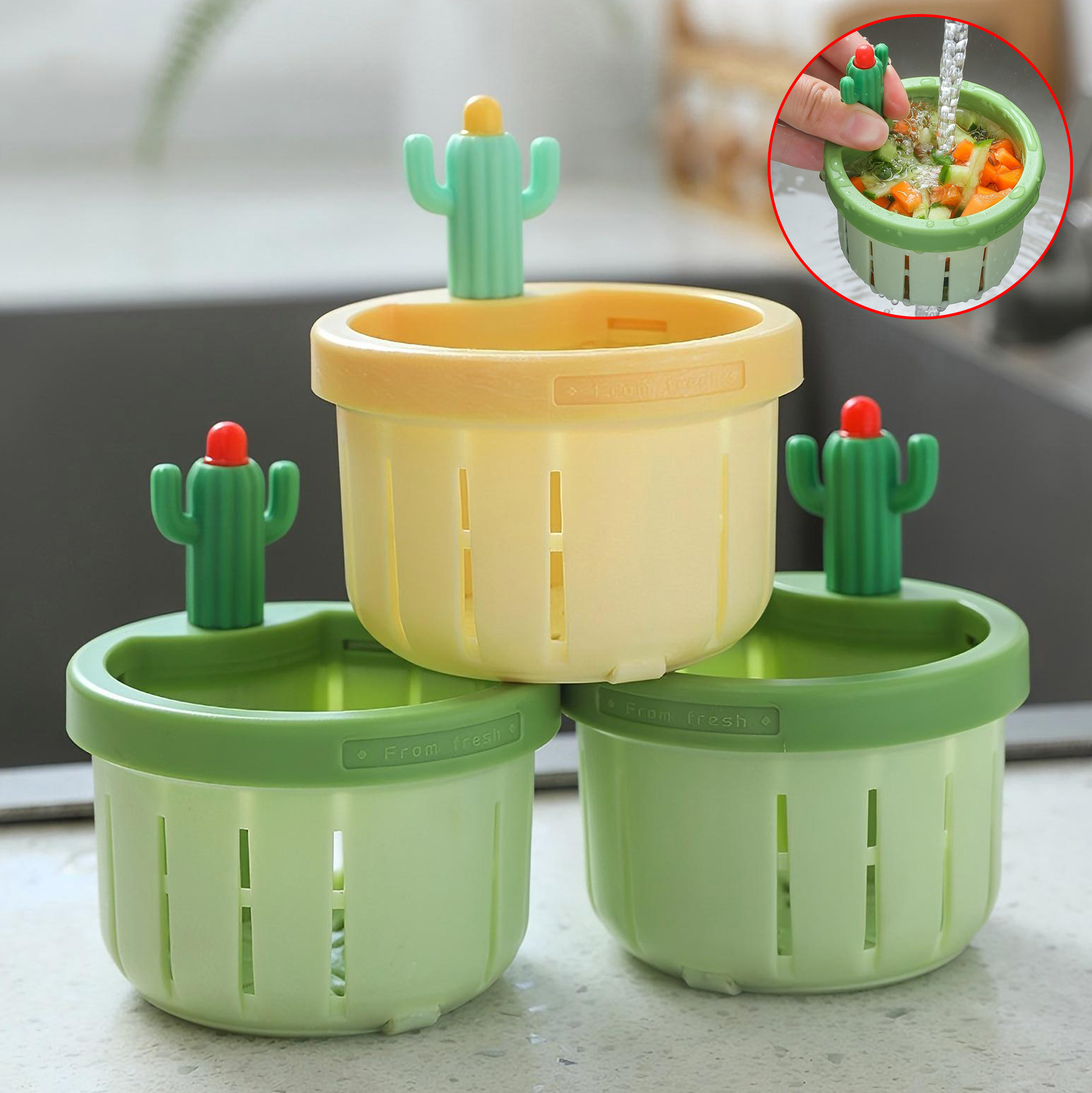 Cactus Decorated Sink Basket