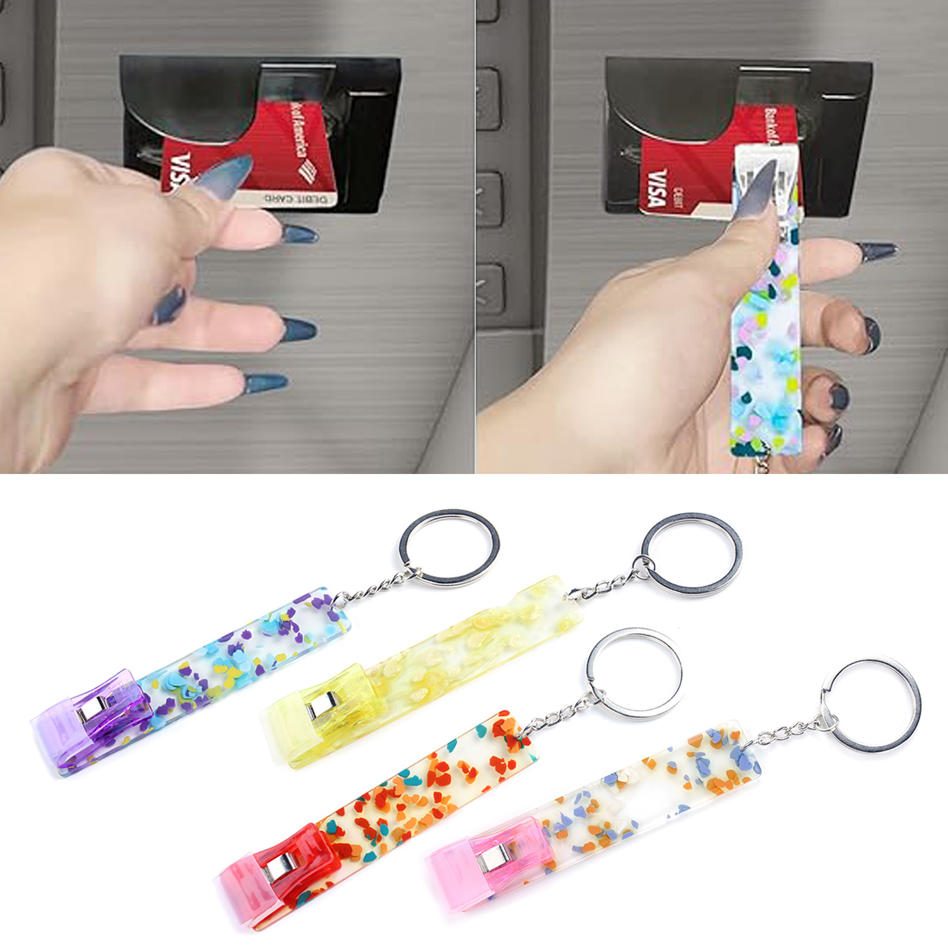 Colorful Resin Card Clip Keychain