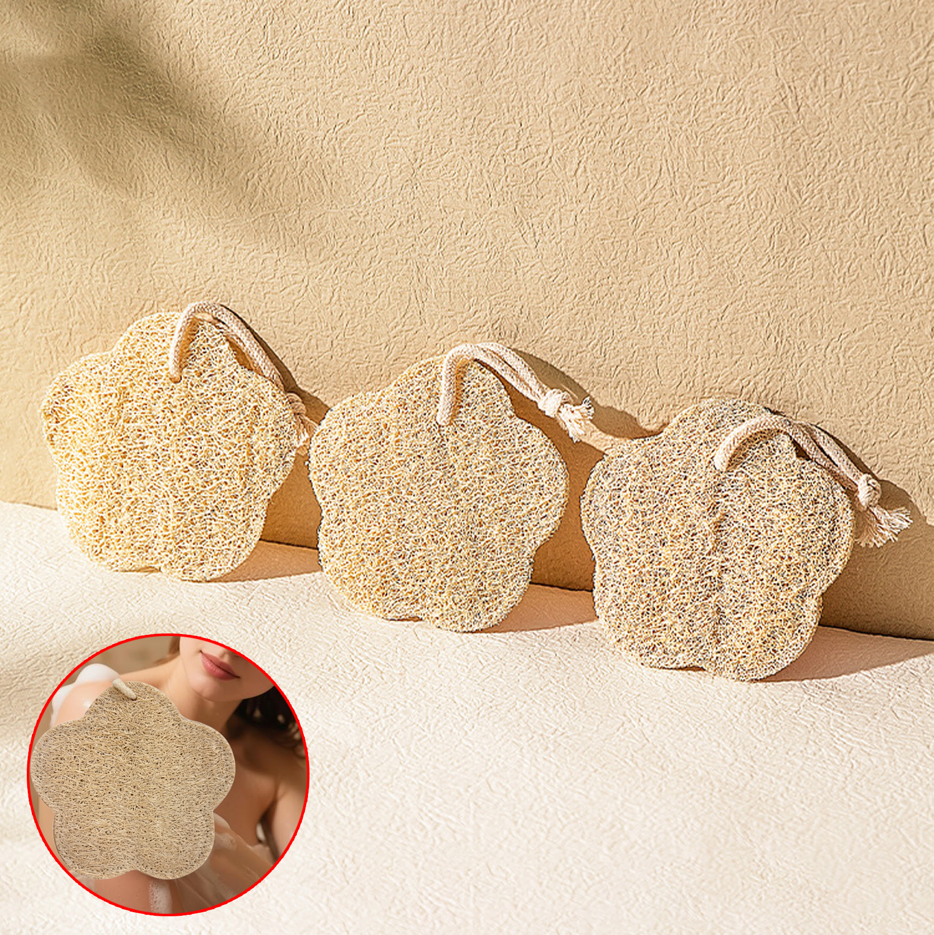 Flower Shaped Natural Loofah Exfoliating Bath Sponge