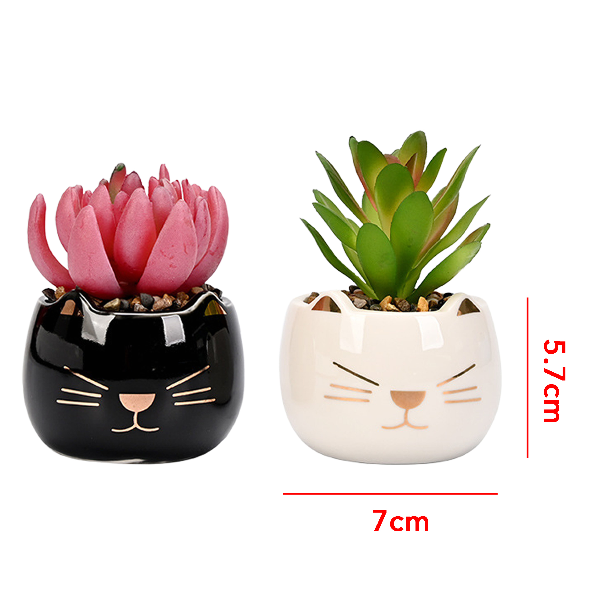 Set of 2 Cat-shaped Succulent Pot