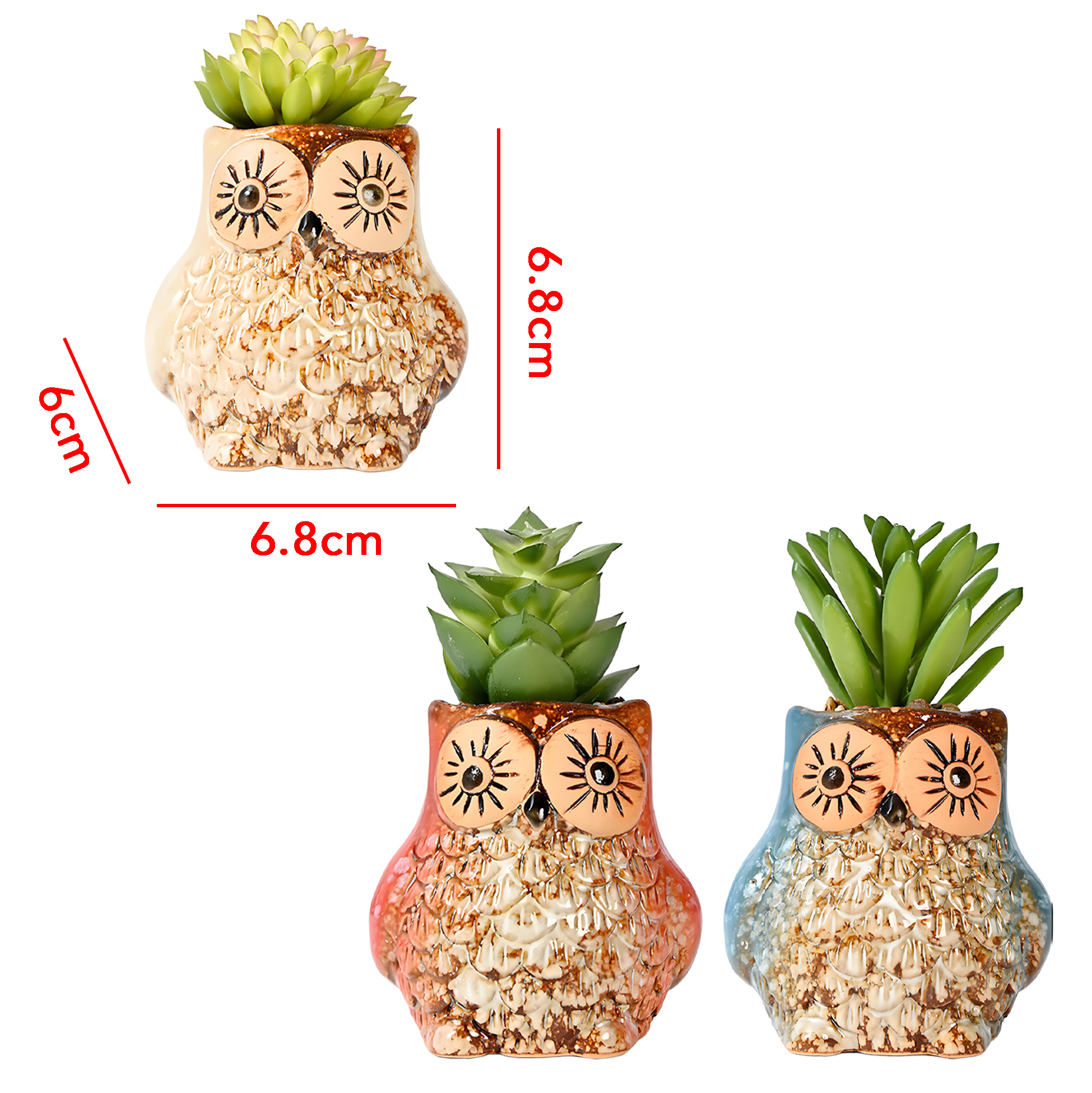Set of 3 Owl Succulent Pot