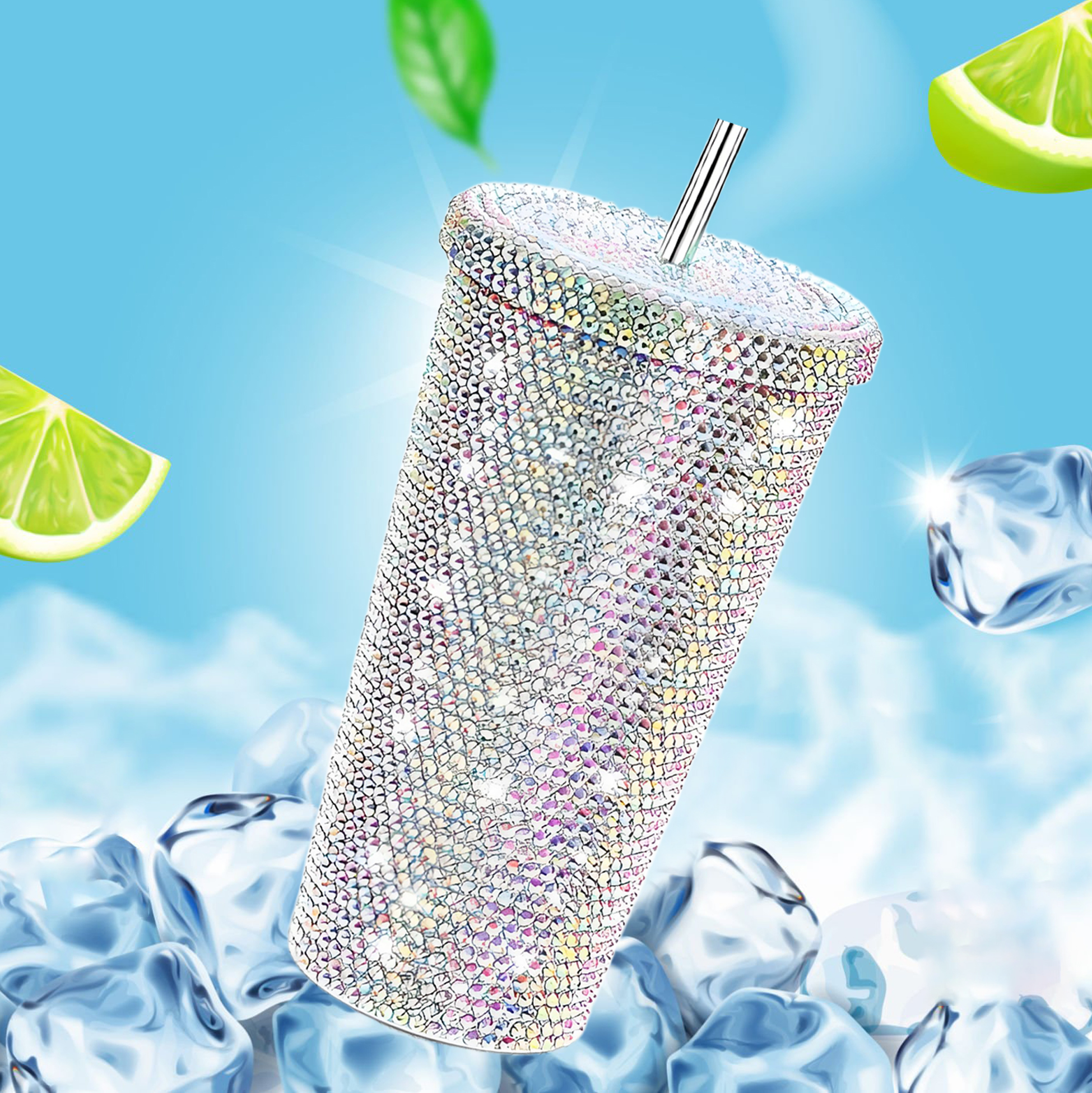 Bling Diamond Tumbler With Keychain